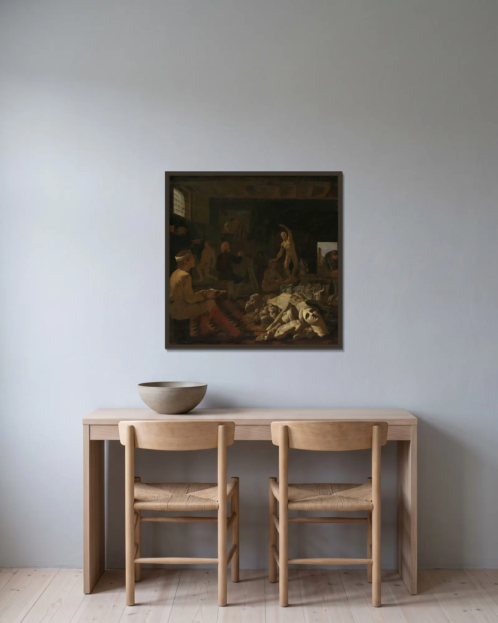 A Painter’s Studio av Michael Sweerts inramad på en vägg