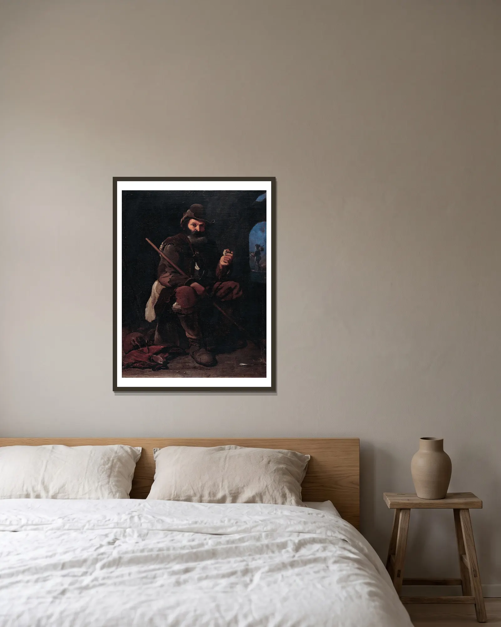 Old pilgrim av Michael Sweerts inramad på en vägg
