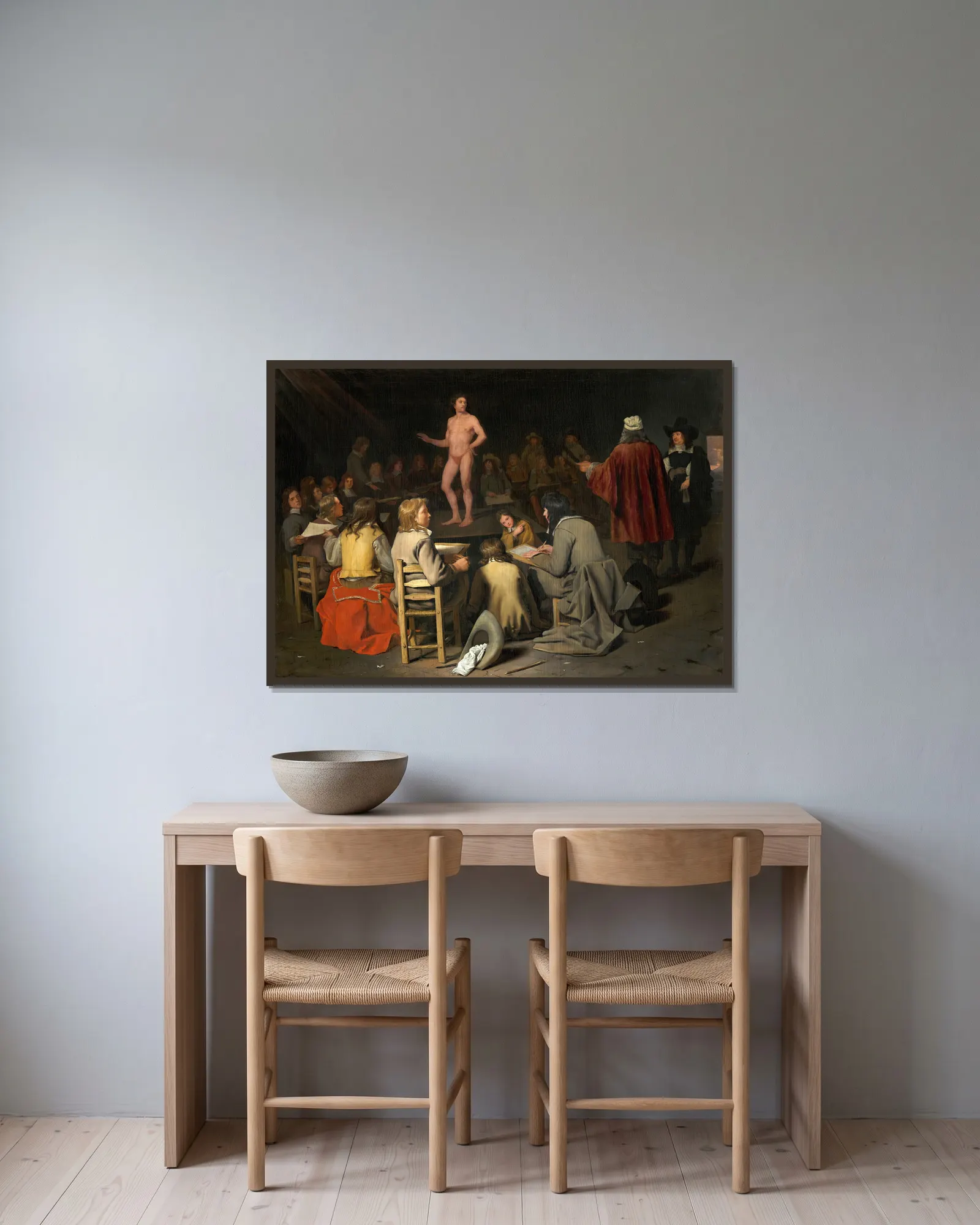 The Drawing Class av Michael Sweerts inramad på en vägg