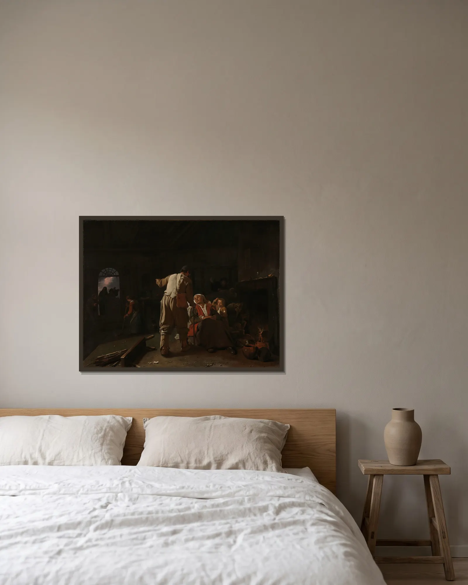 Visiting the Sick av Michael Sweerts inramad på en vägg