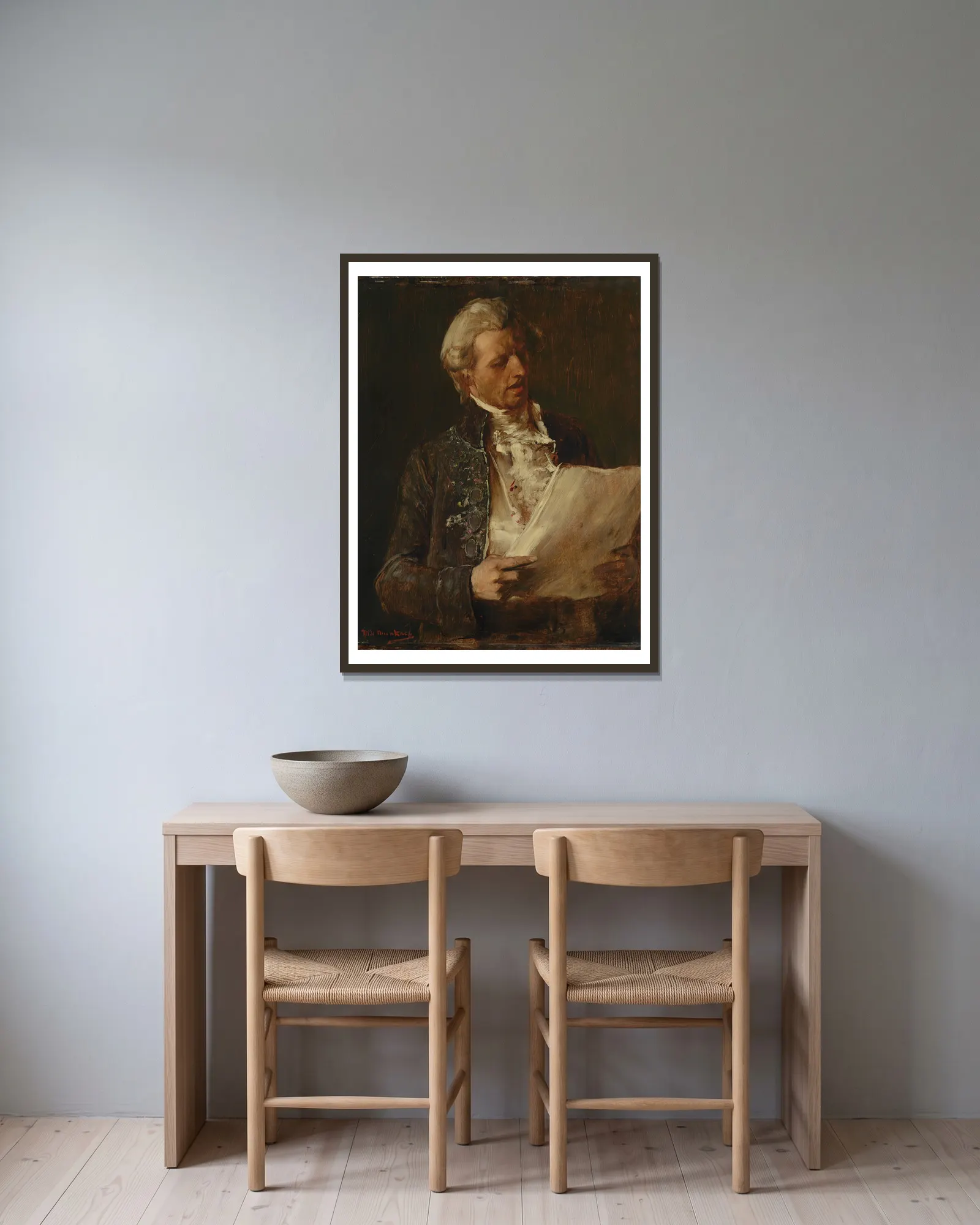 Singer (Study for the painting ‘The Dying Mozart’) av Mihály Munkácsy inramad på en vägg