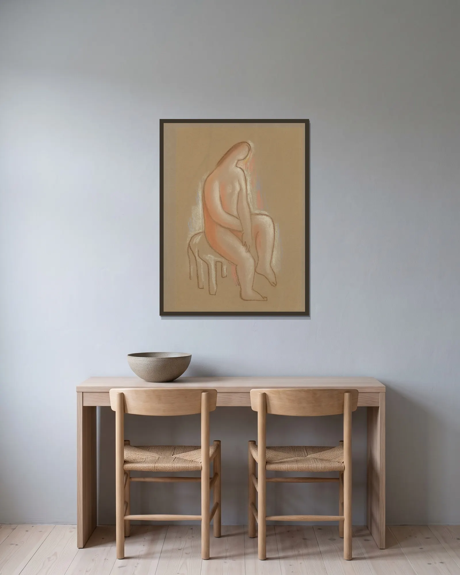 Seated av Mikuláš Galanda inramad på en vägg