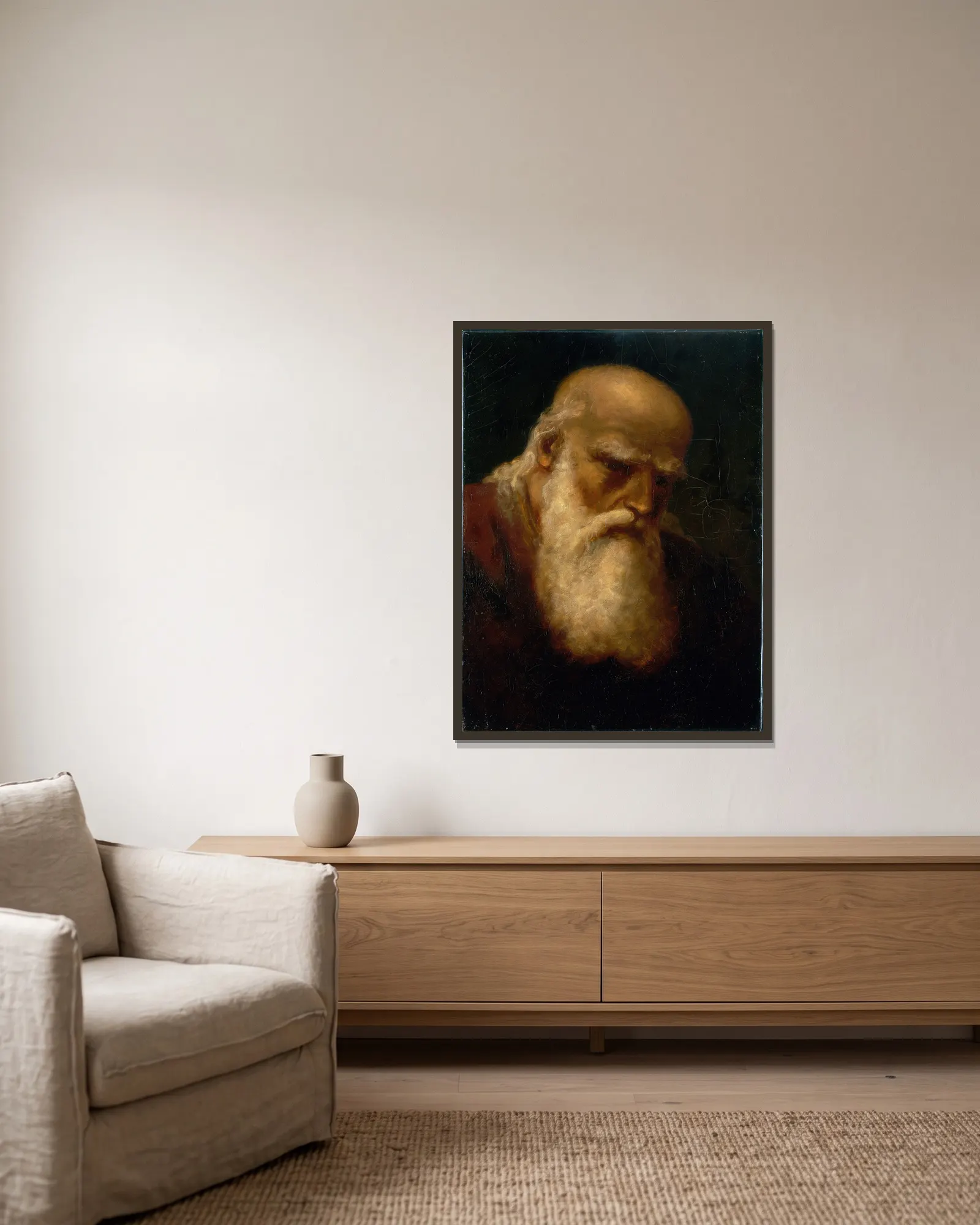 St. Luke av Edward Mitchell Bannister inramad på en vägg