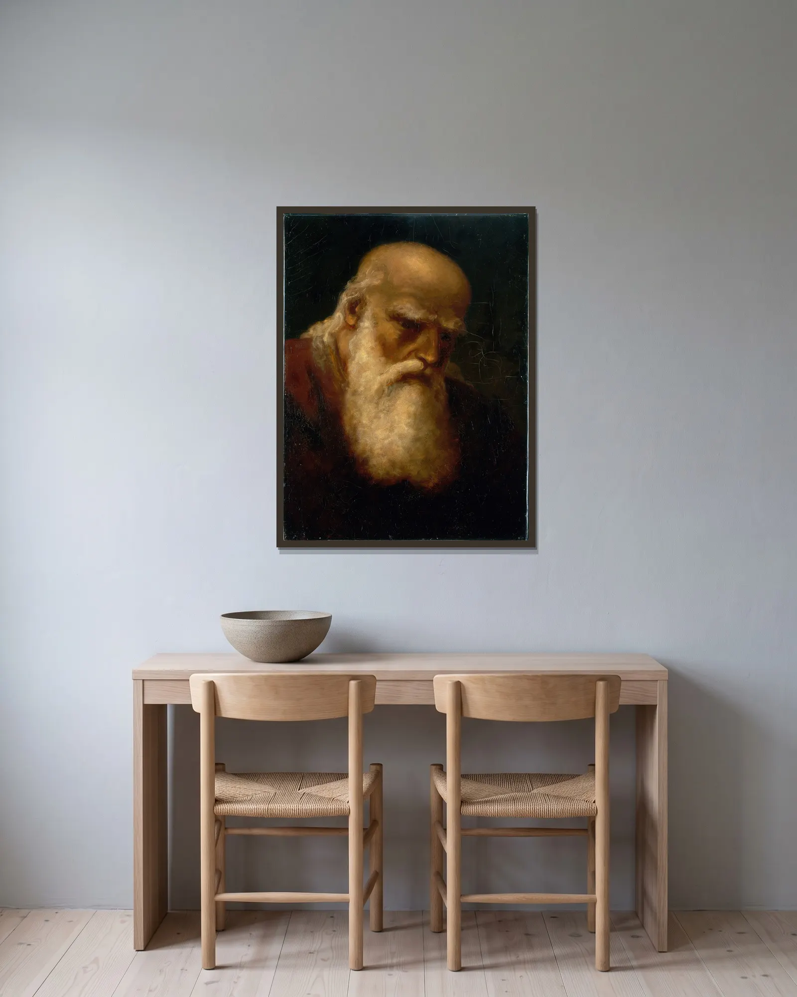 St. Luke av Edward Mitchell Bannister inramad på en vägg