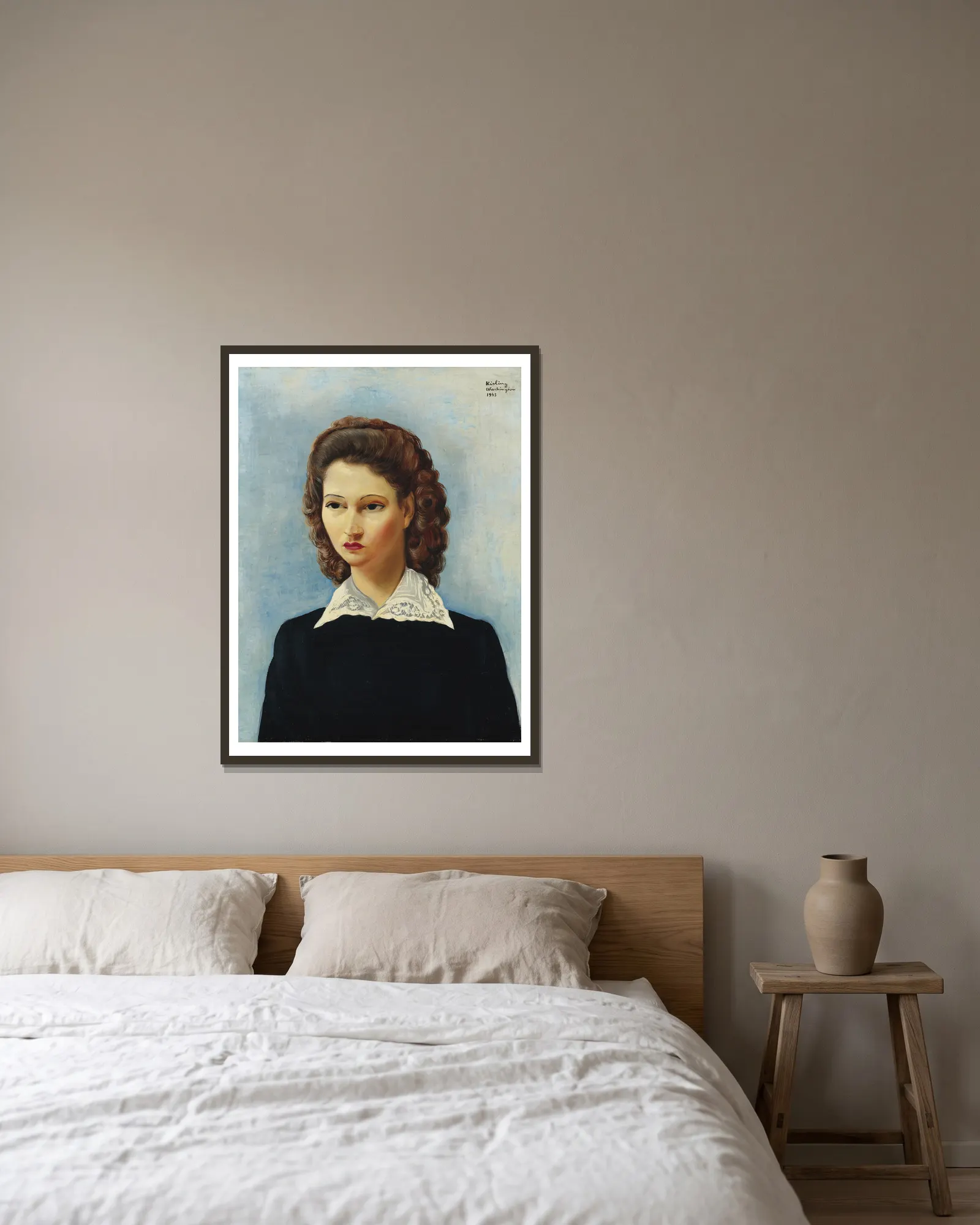 La belle brésilienne av Moïse Kisling inramad på en vägg