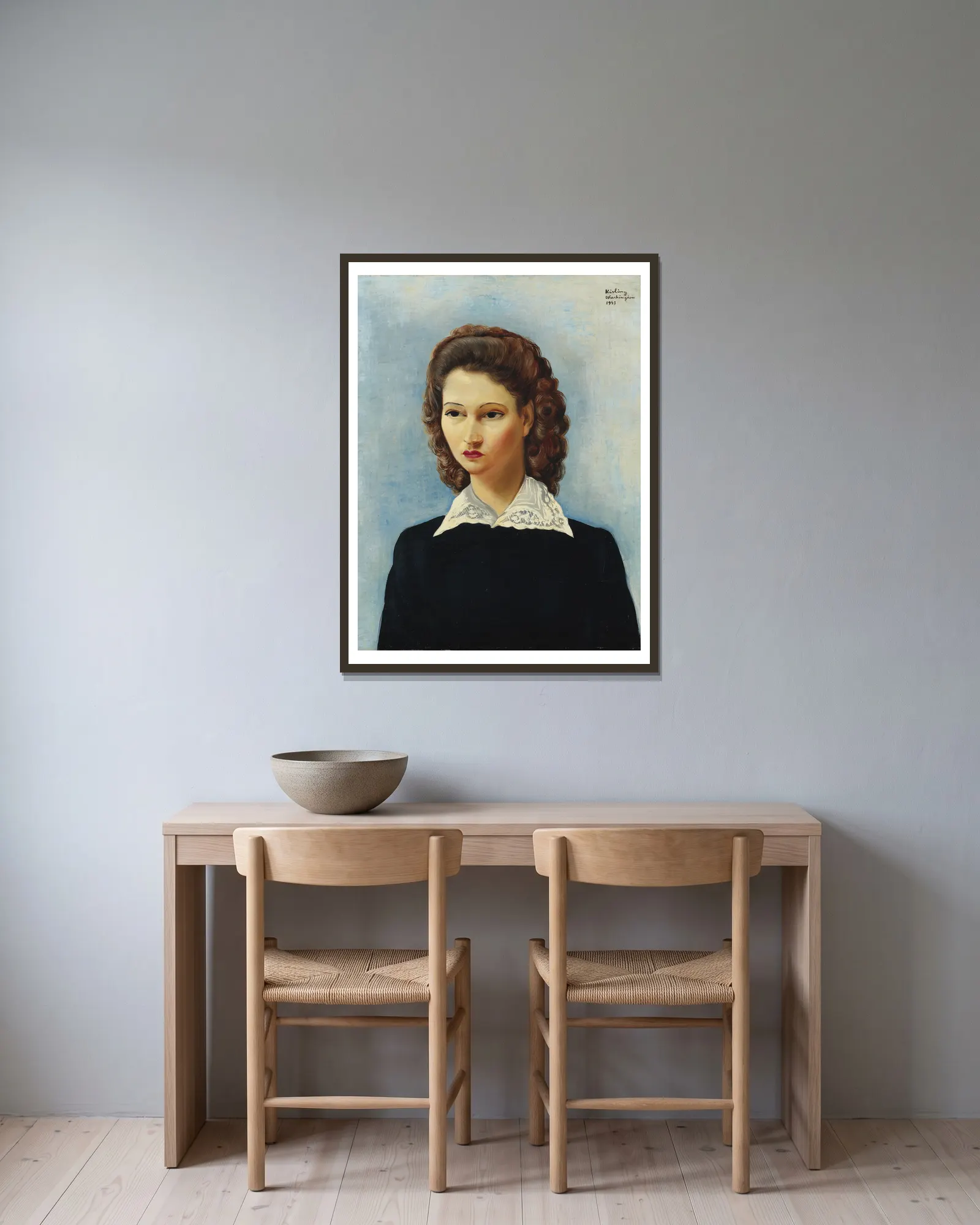 La belle brésilienne av Moïse Kisling inramad på en vägg