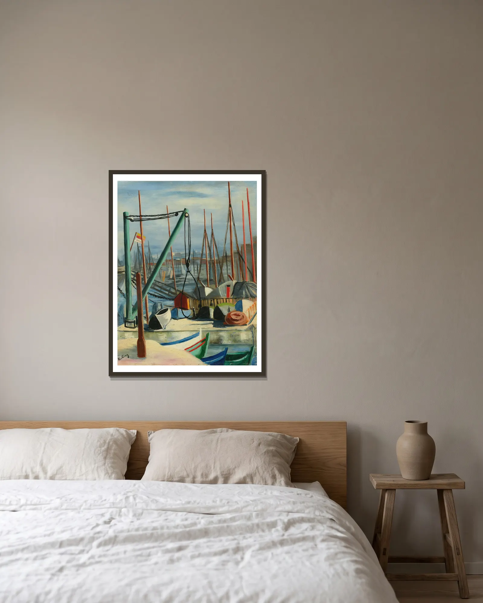Port de Marseille av Moïse Kisling inramad på en vägg