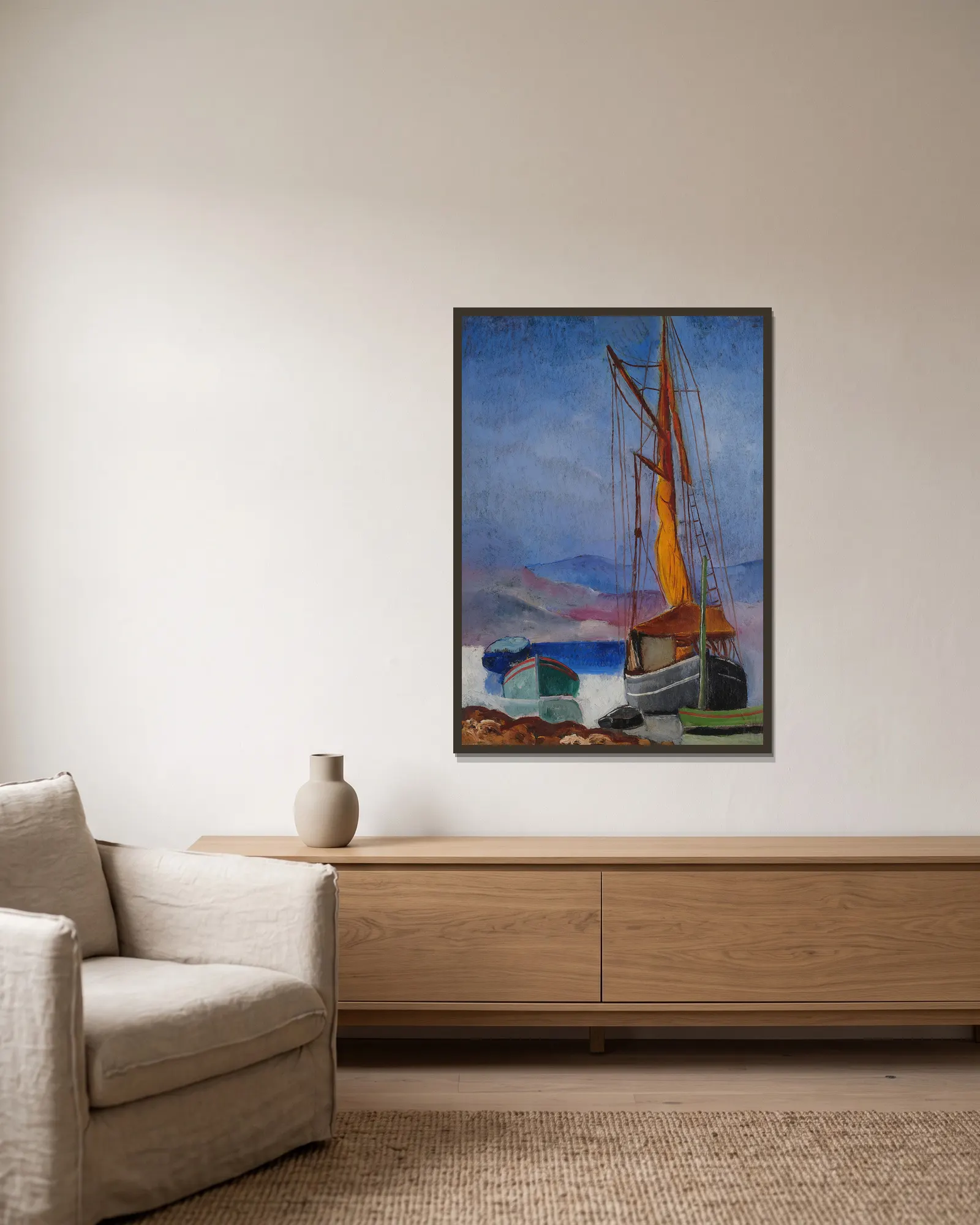 Saint-Tropez av Moïse Kisling inramad på en vägg