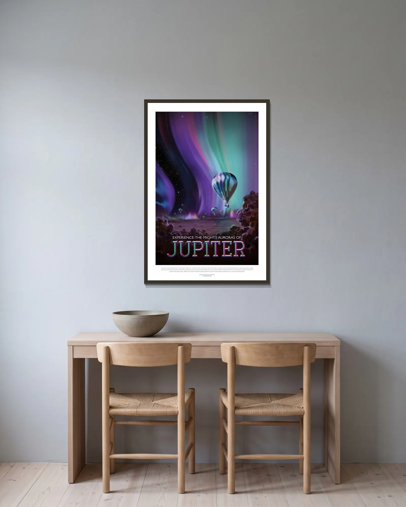 Jupiter av NASA inramad på en vägg