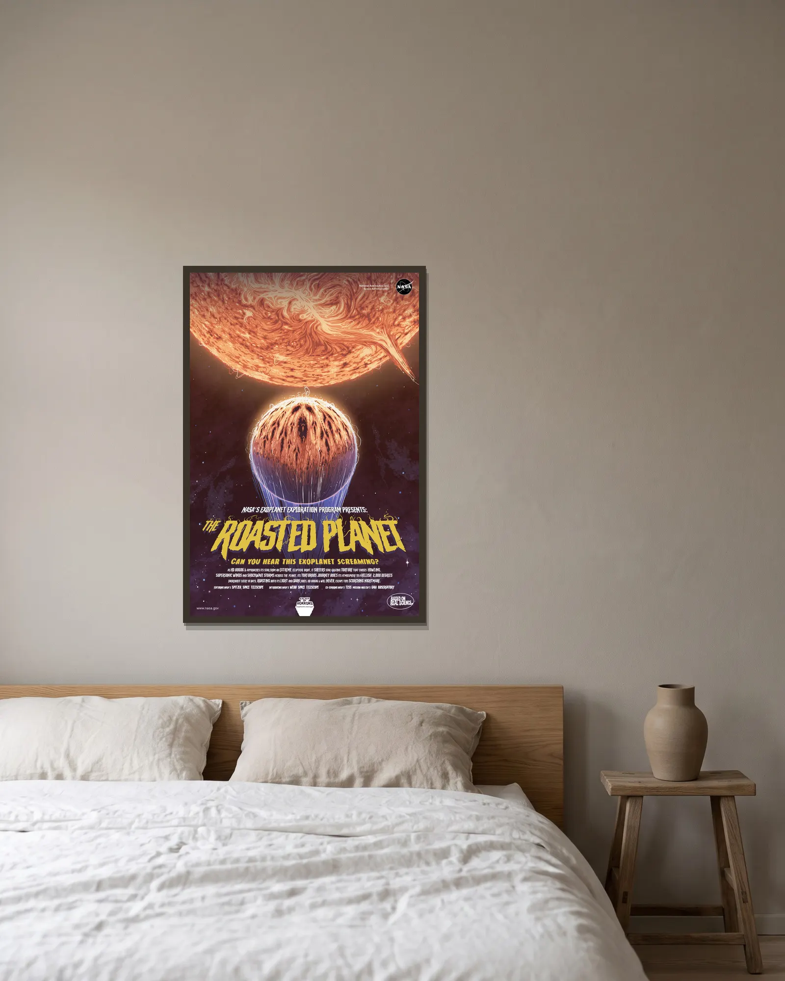 The Roasted Planet av NASA inramad på en vägg