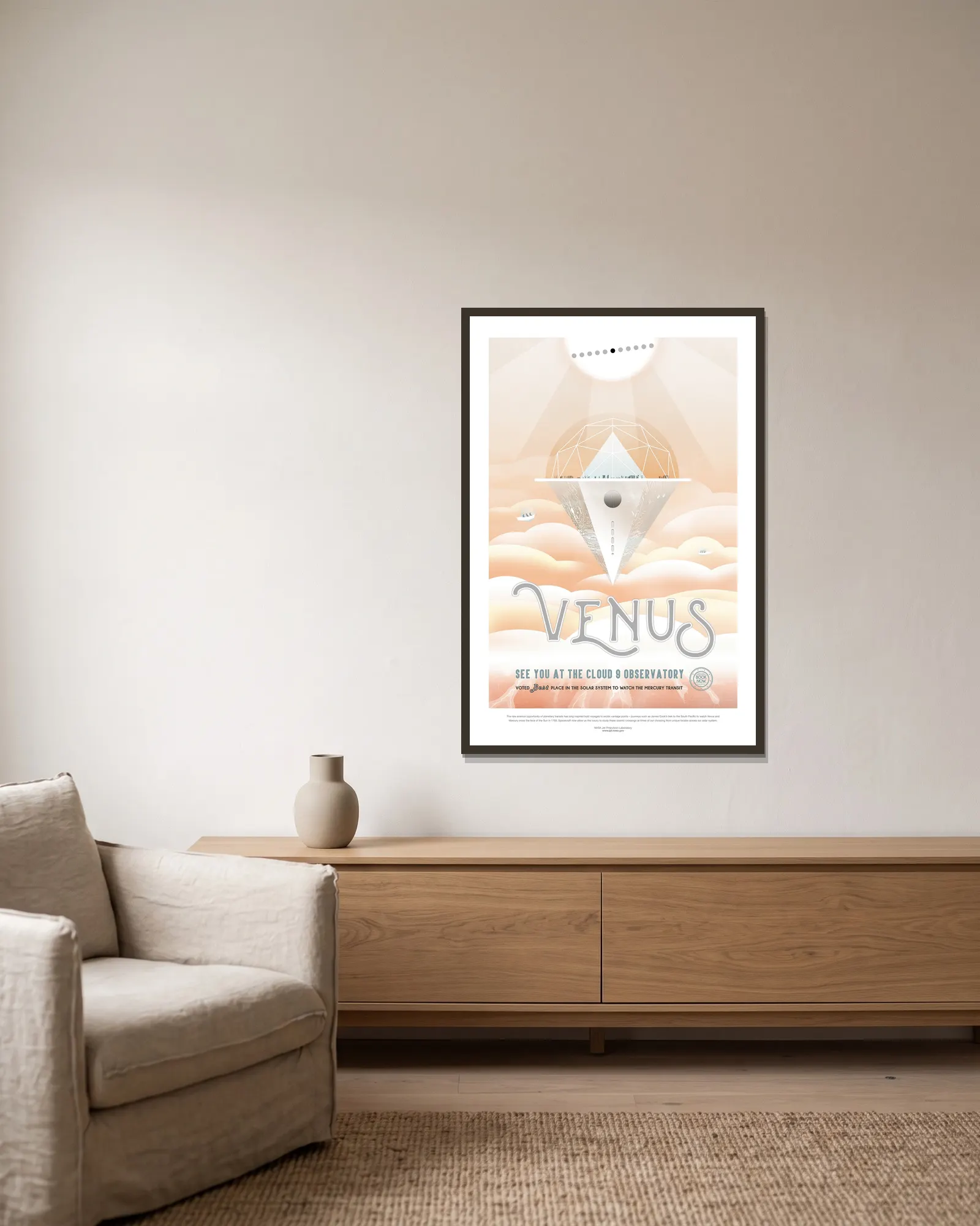 Venus av NASA inramad på en vägg
