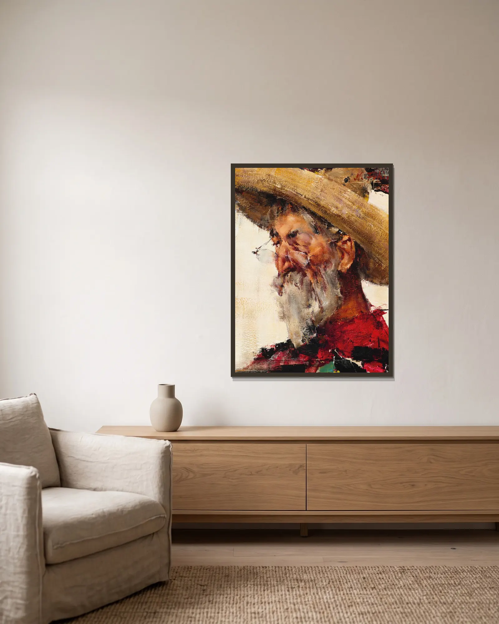 Abuelo av Nicolai Fechin inramad på en vägg