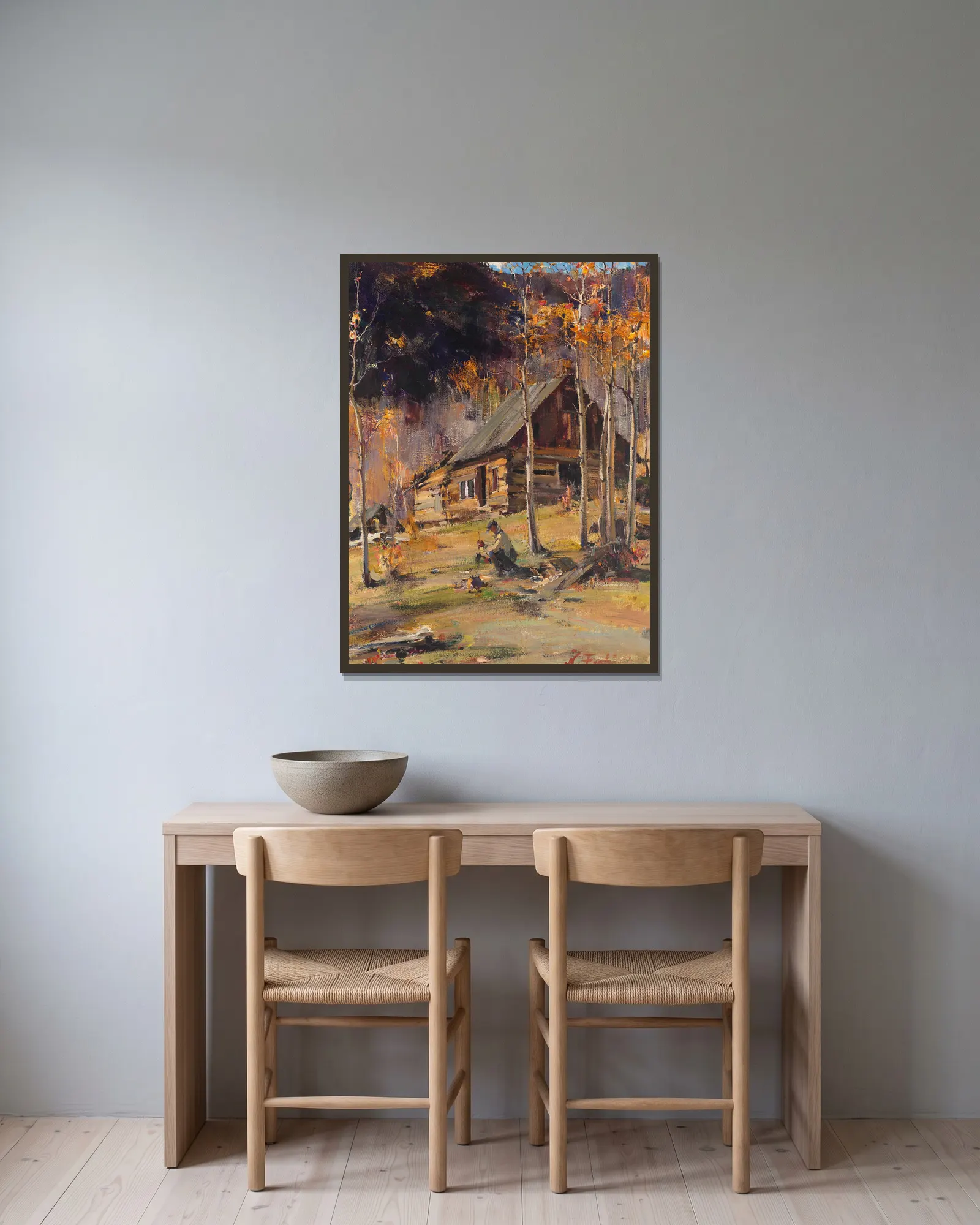 Amoset (Amesette) av Nicolai Fechin inramad på en vägg