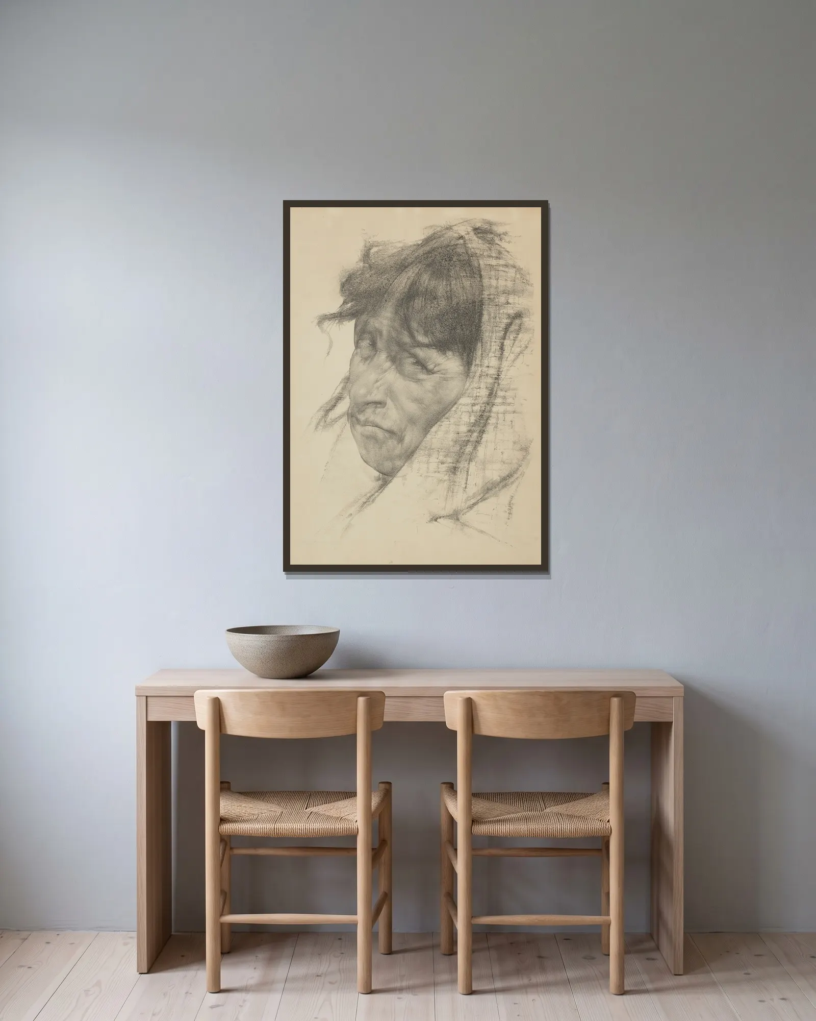 Untitled av Nicolai Fechin inramad på en vägg