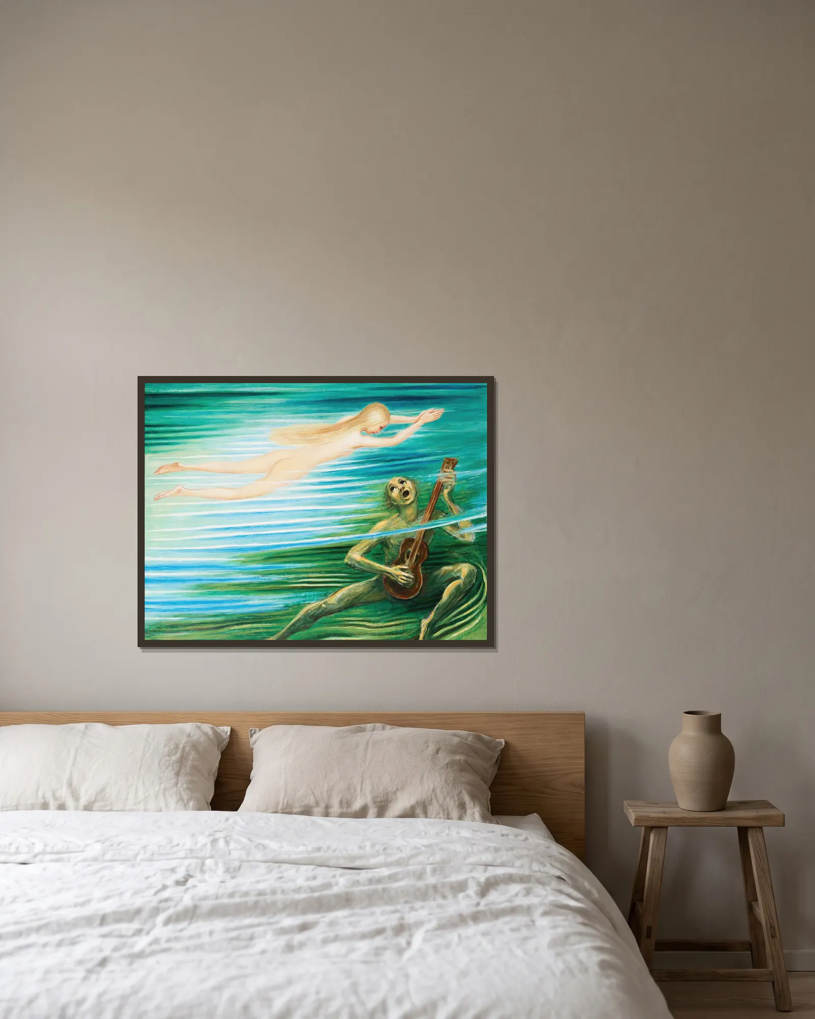 Näcken av Nils Dardel inramad på en vägg