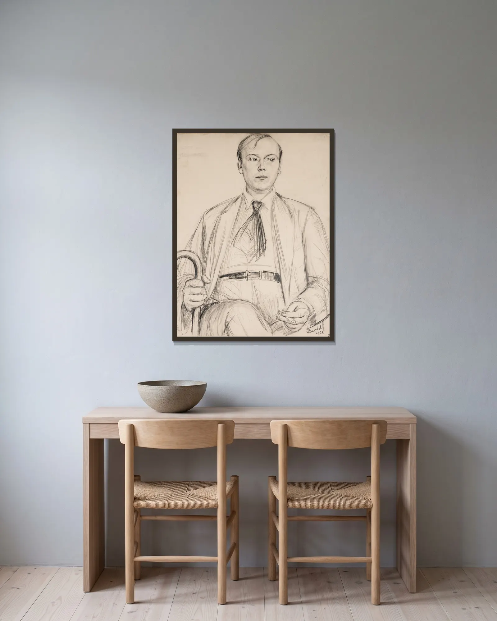 Ola Bull av Nils Dardel inramad på en vägg