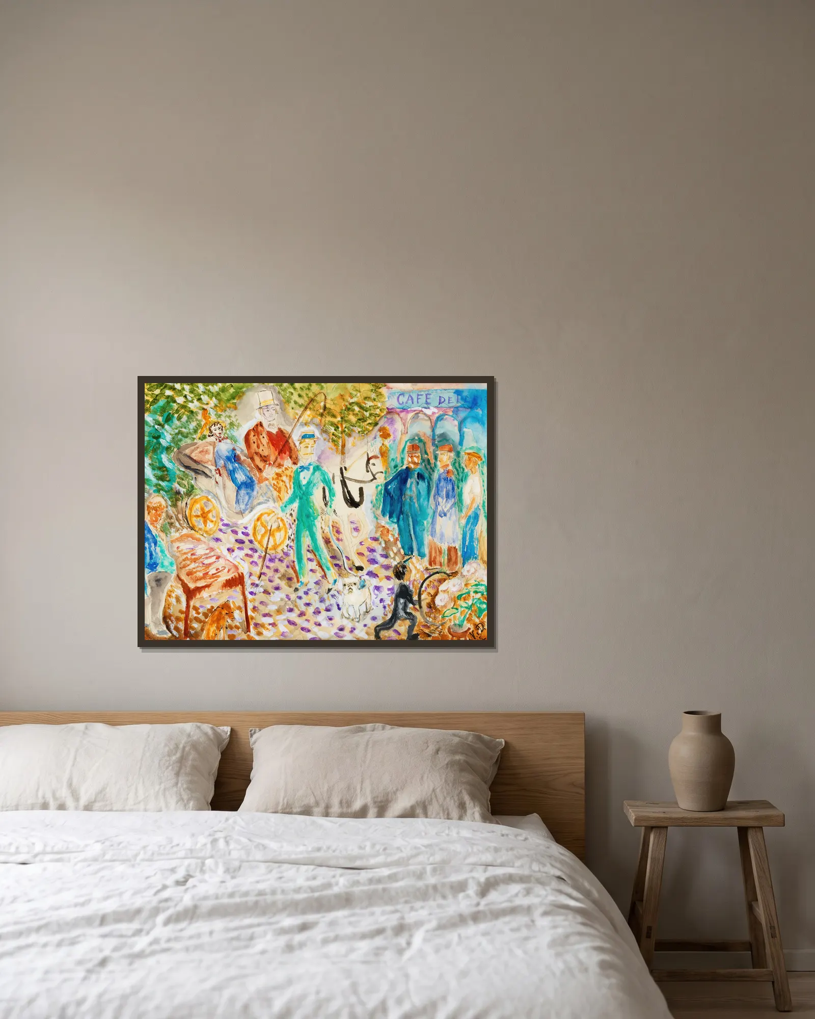 Parisergata av Nils Dardel inramad på en vägg