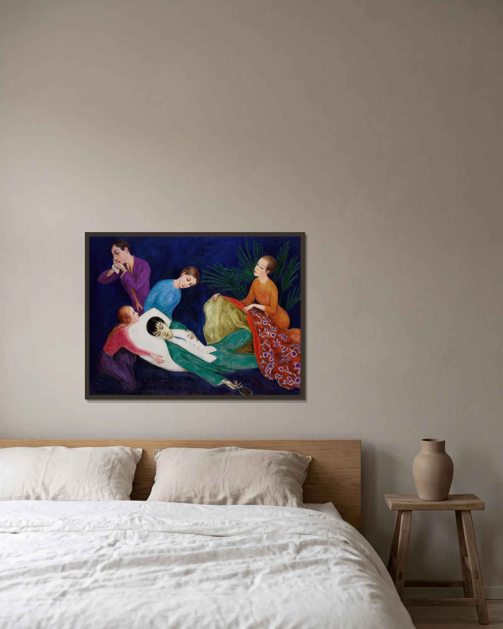 The Dying Dandy av Nils Dardel inramad på en vägg