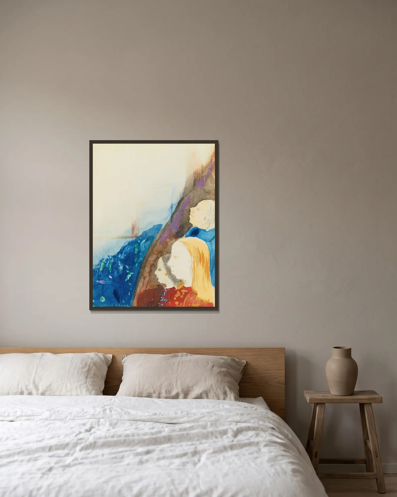Contemplation av Odilon Redon inramad på en vägg