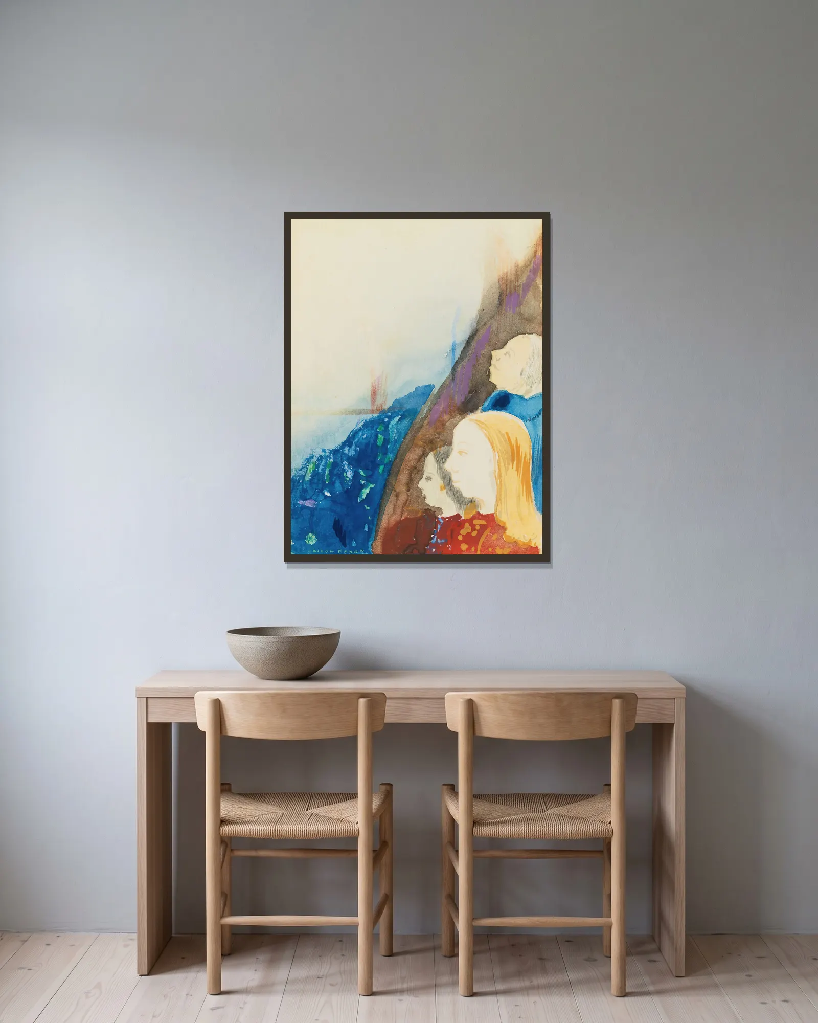 Contemplation av Odilon Redon inramad på en vägg