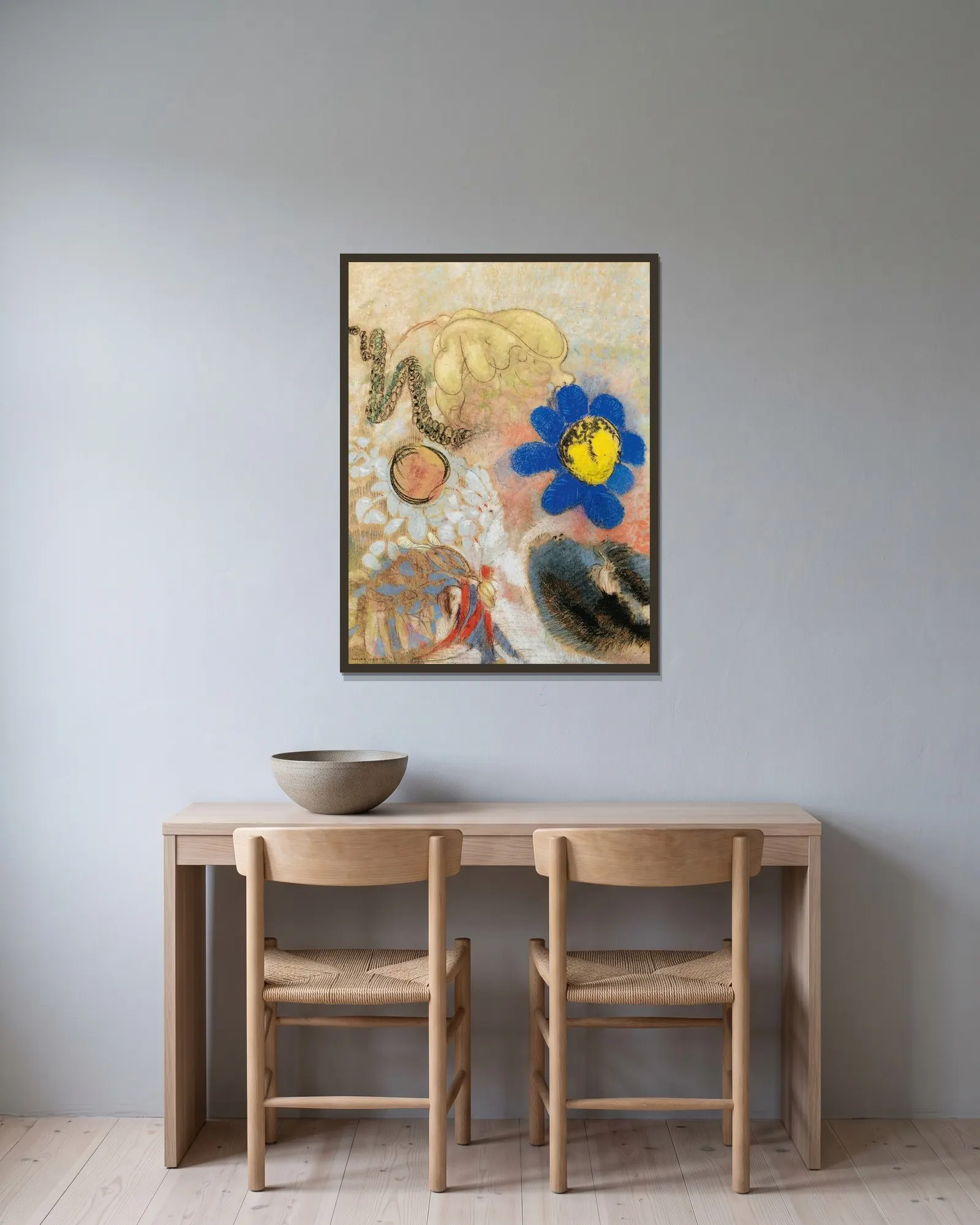 Flore Sous Marine av Odilon Redon inramad på en vägg