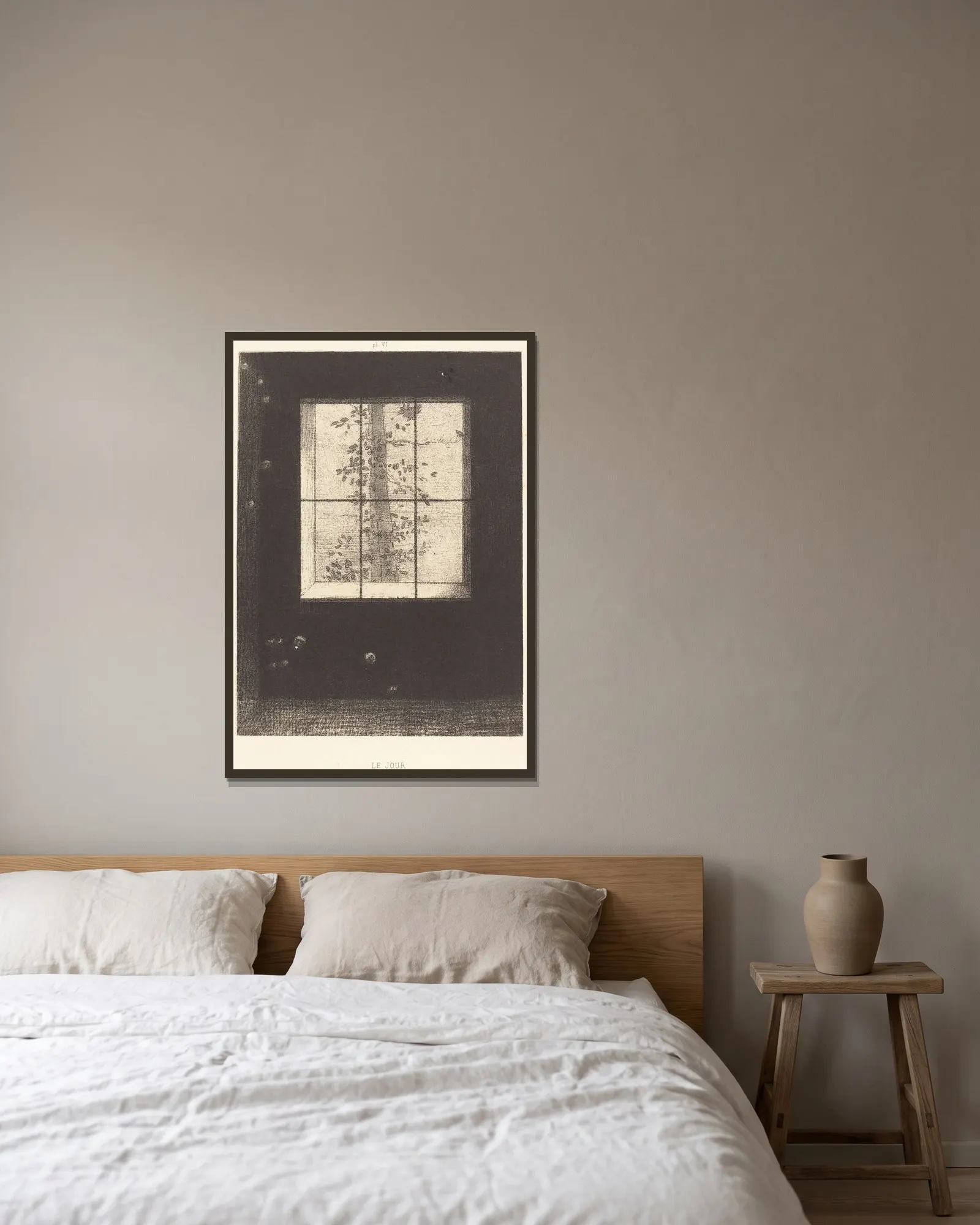Le Jour (Day) av Odilon Redon inramad på en vägg