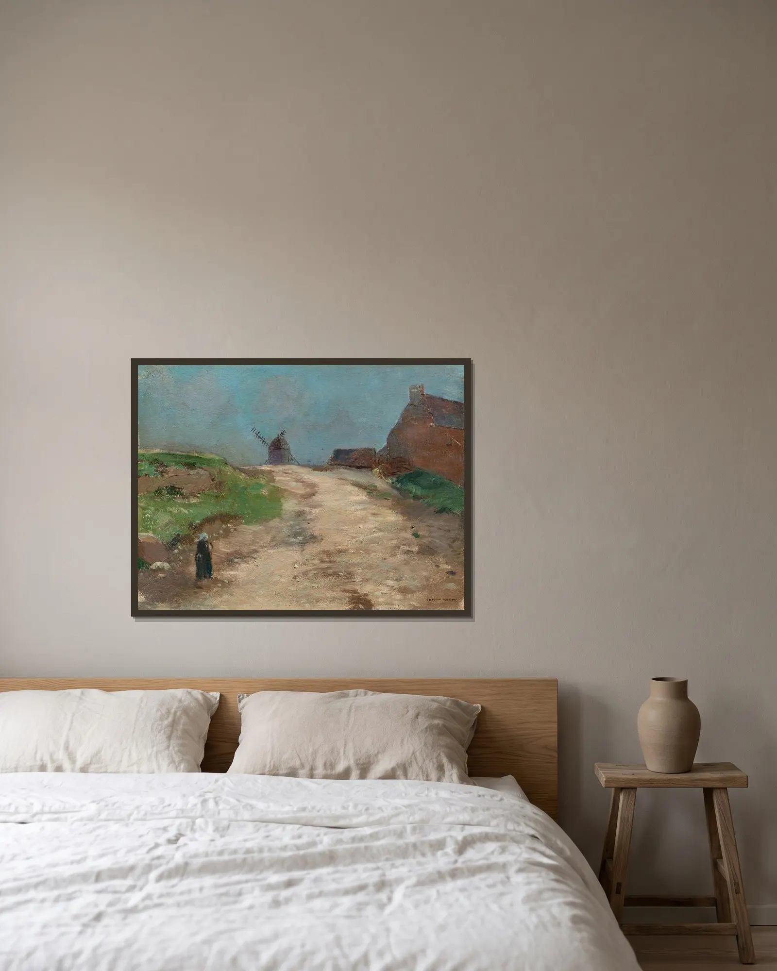 Morgat av Odilon Redon inramad på en vägg