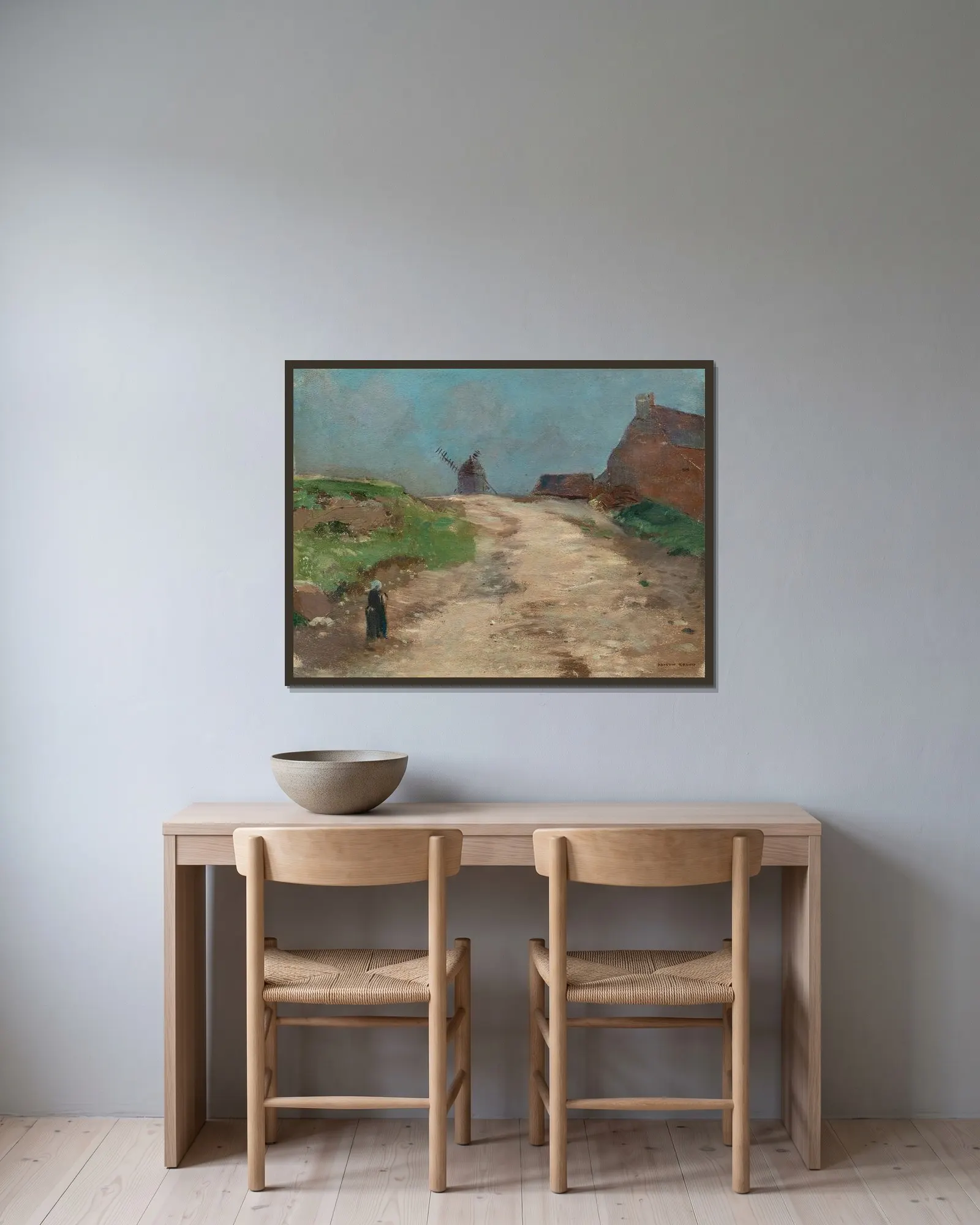 Morgat av Odilon Redon inramad på en vägg