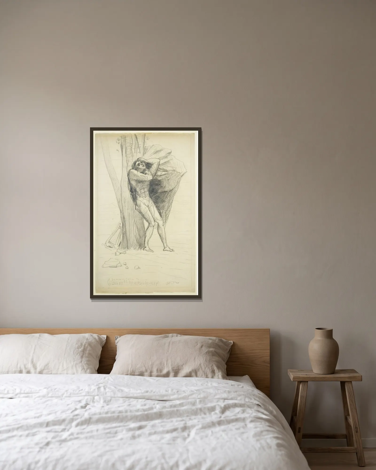Orpheus in Despair av Odilon Redon inramad på en vägg