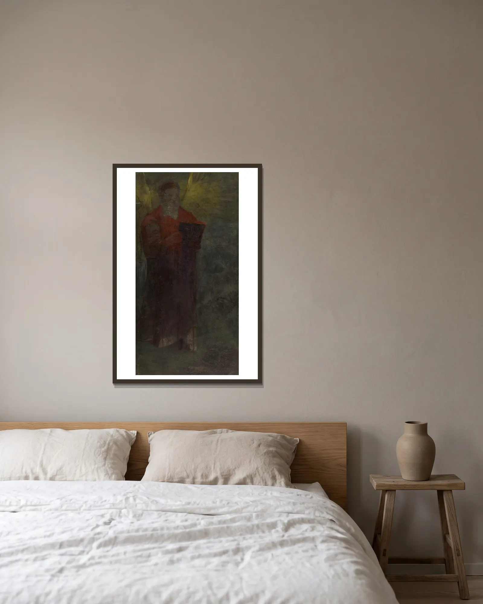 Prophète av Odilon Redon inramad på en vägg