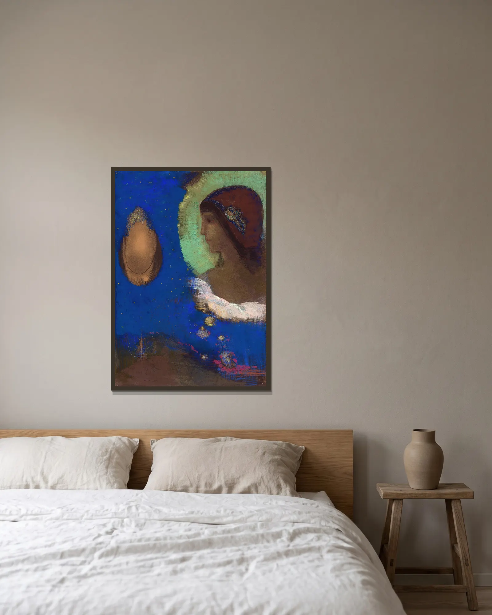 Sita av Odilon Redon inramad på en vägg