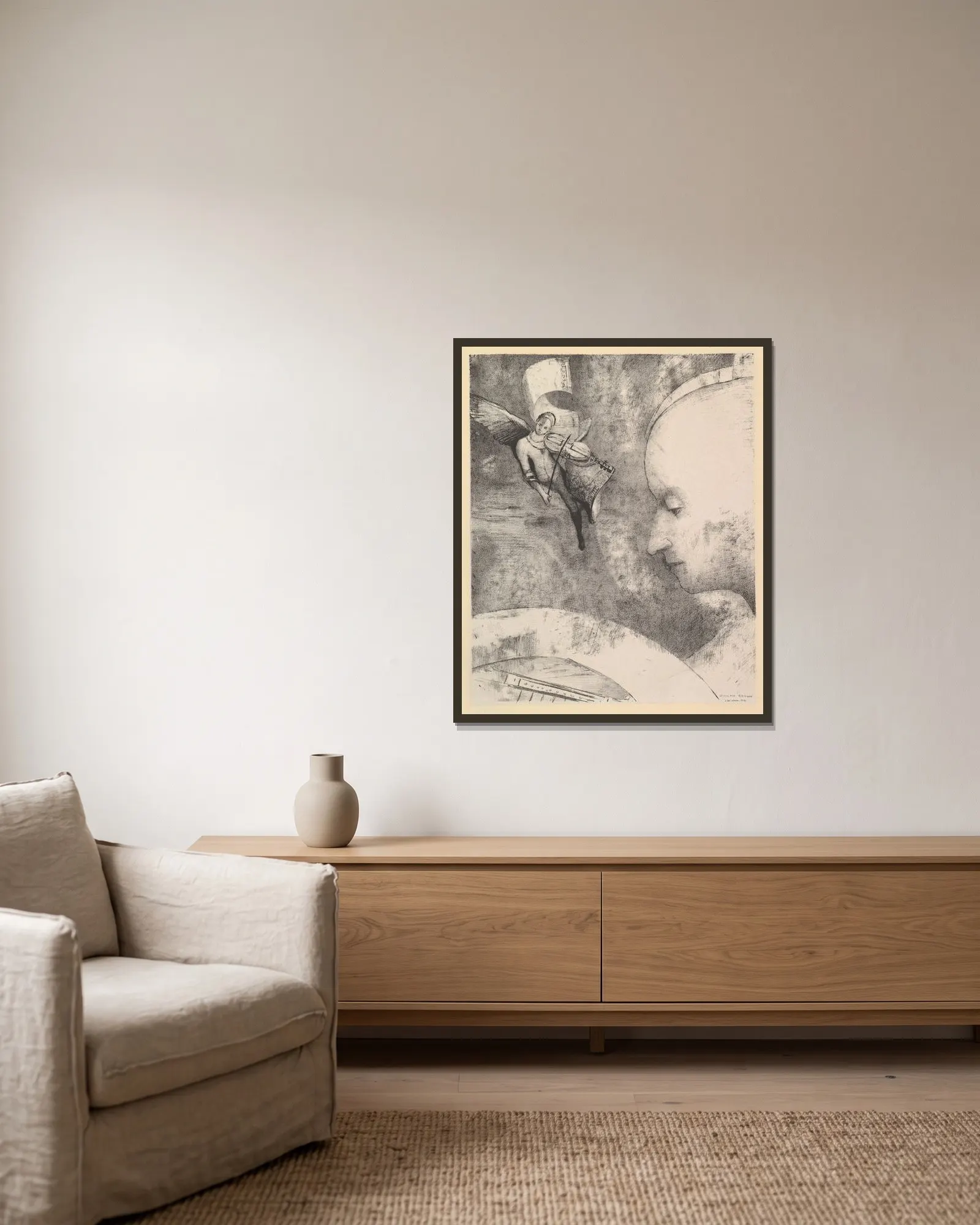 The Celestial Art av Odilon Redon inramad på en vägg