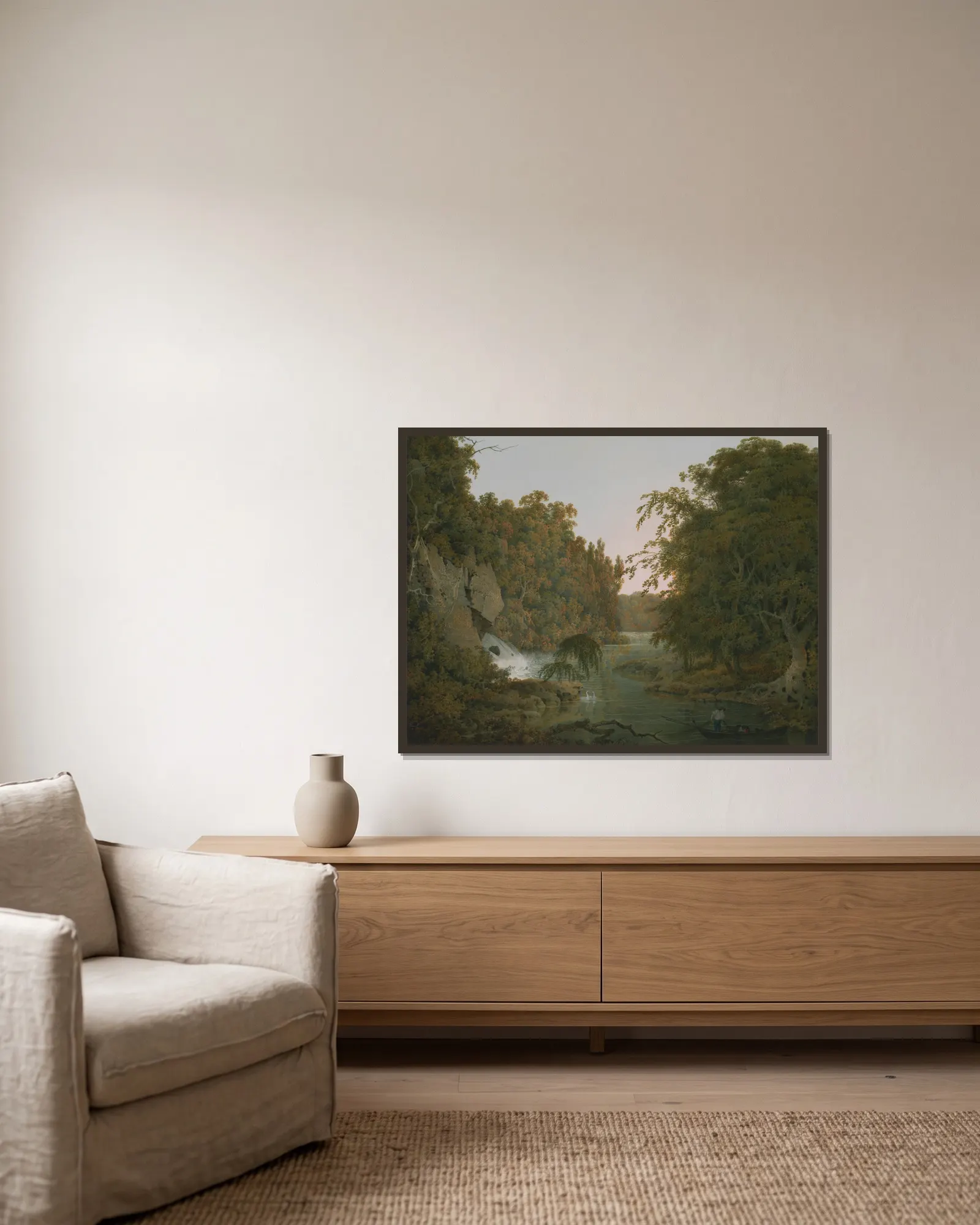 Dovedale av Joseph Wright of Derby inramad på en vägg