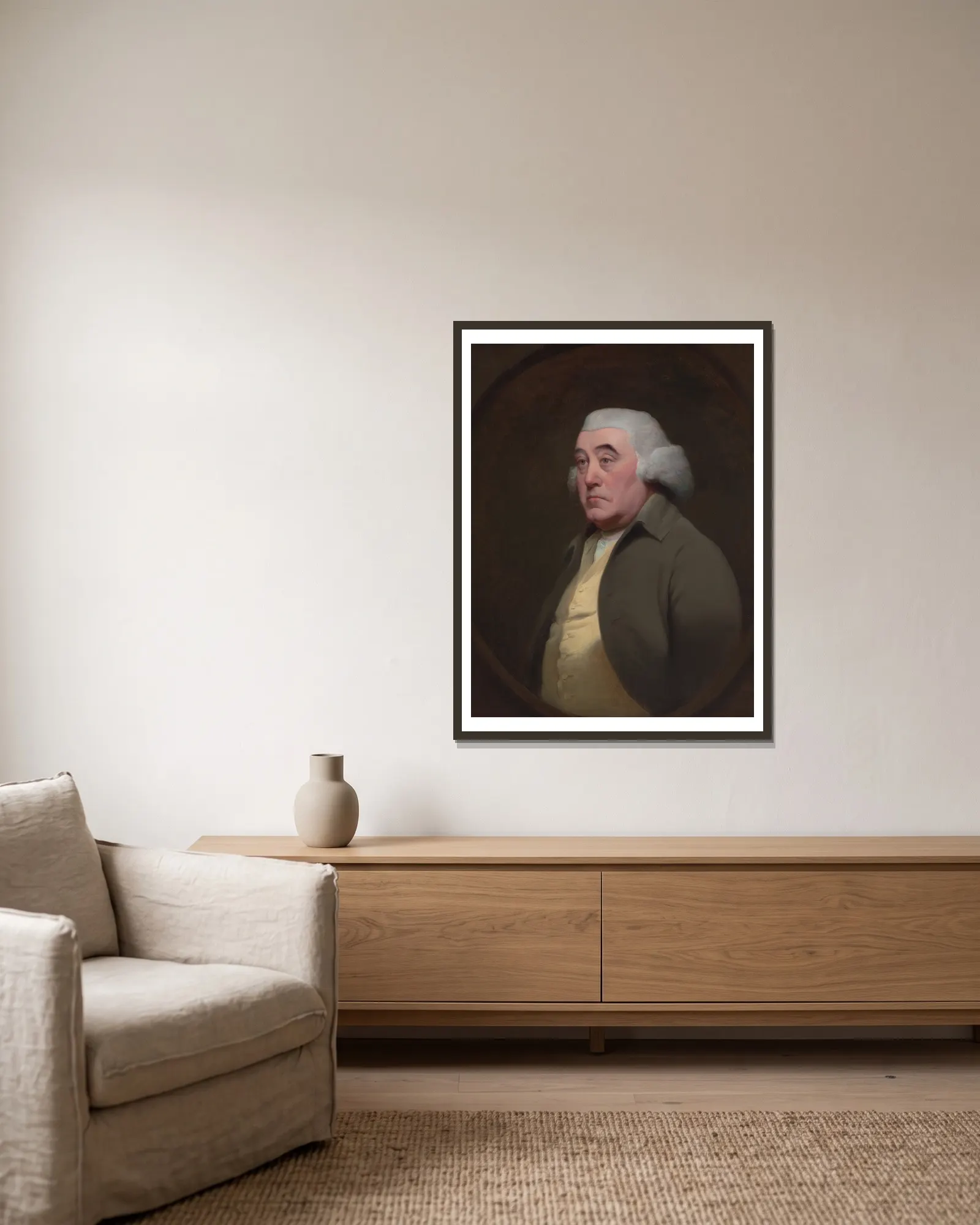 Dr. Richard Wright av Joseph Wright of Derby inramad på en vägg