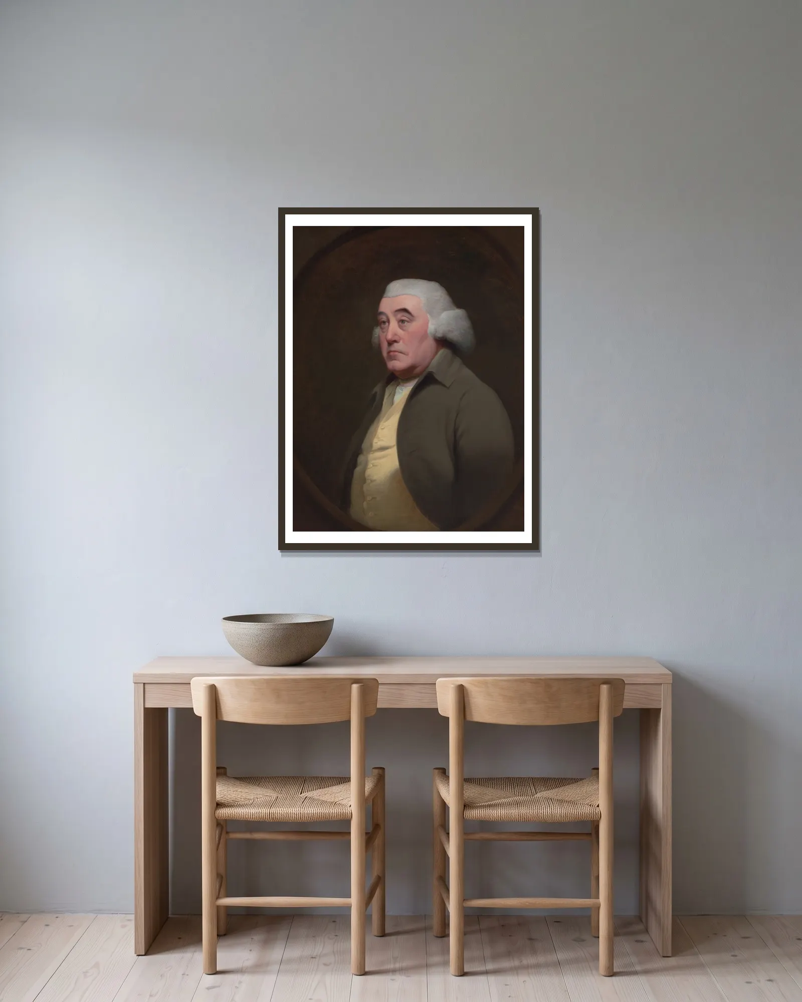 Dr. Richard Wright av Joseph Wright of Derby inramad på en vägg