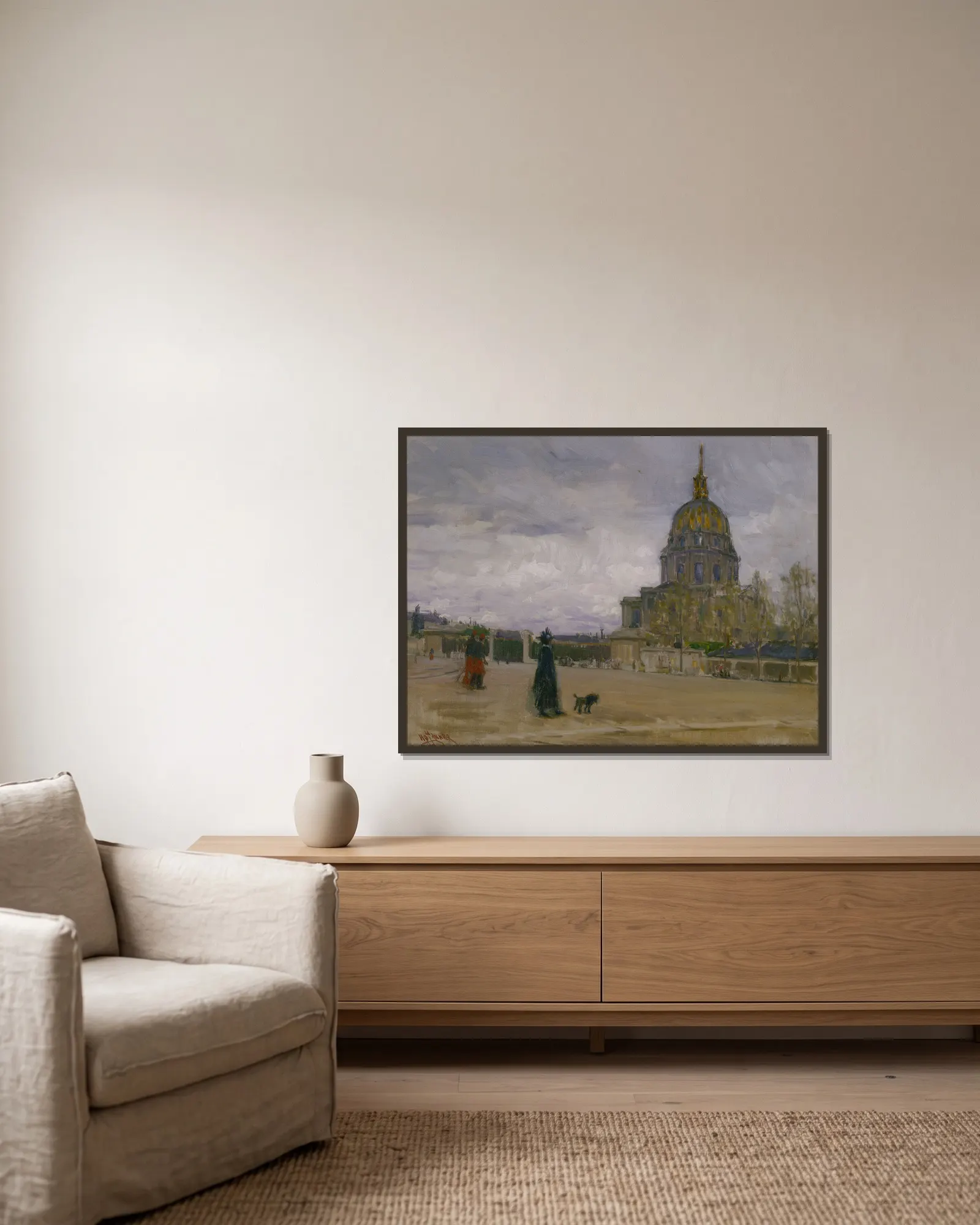 Les Invalides, Paris av Henry Ossawa Tanner inramad på en vägg