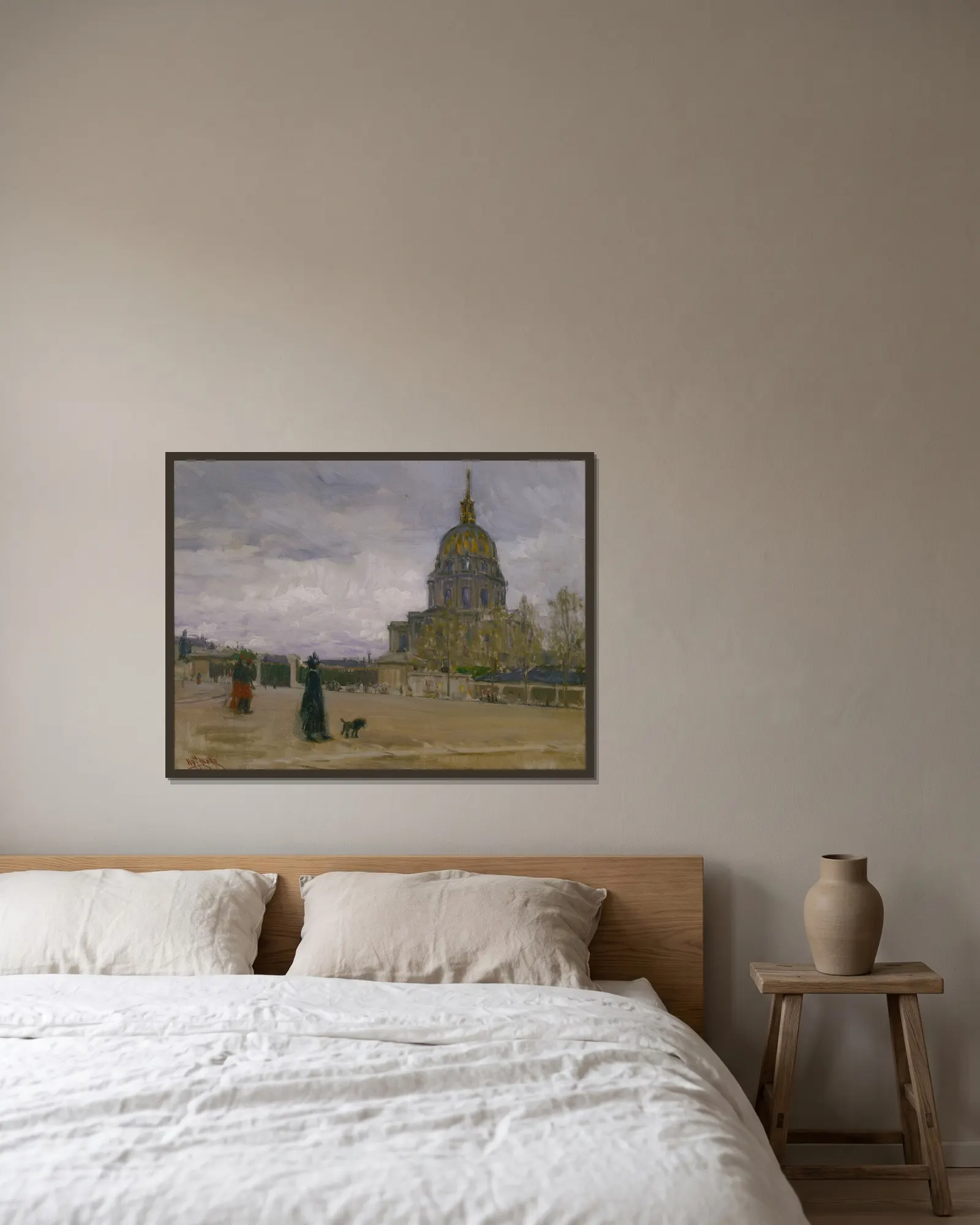 Les Invalides, Paris av Henry Ossawa Tanner inramad på en vägg