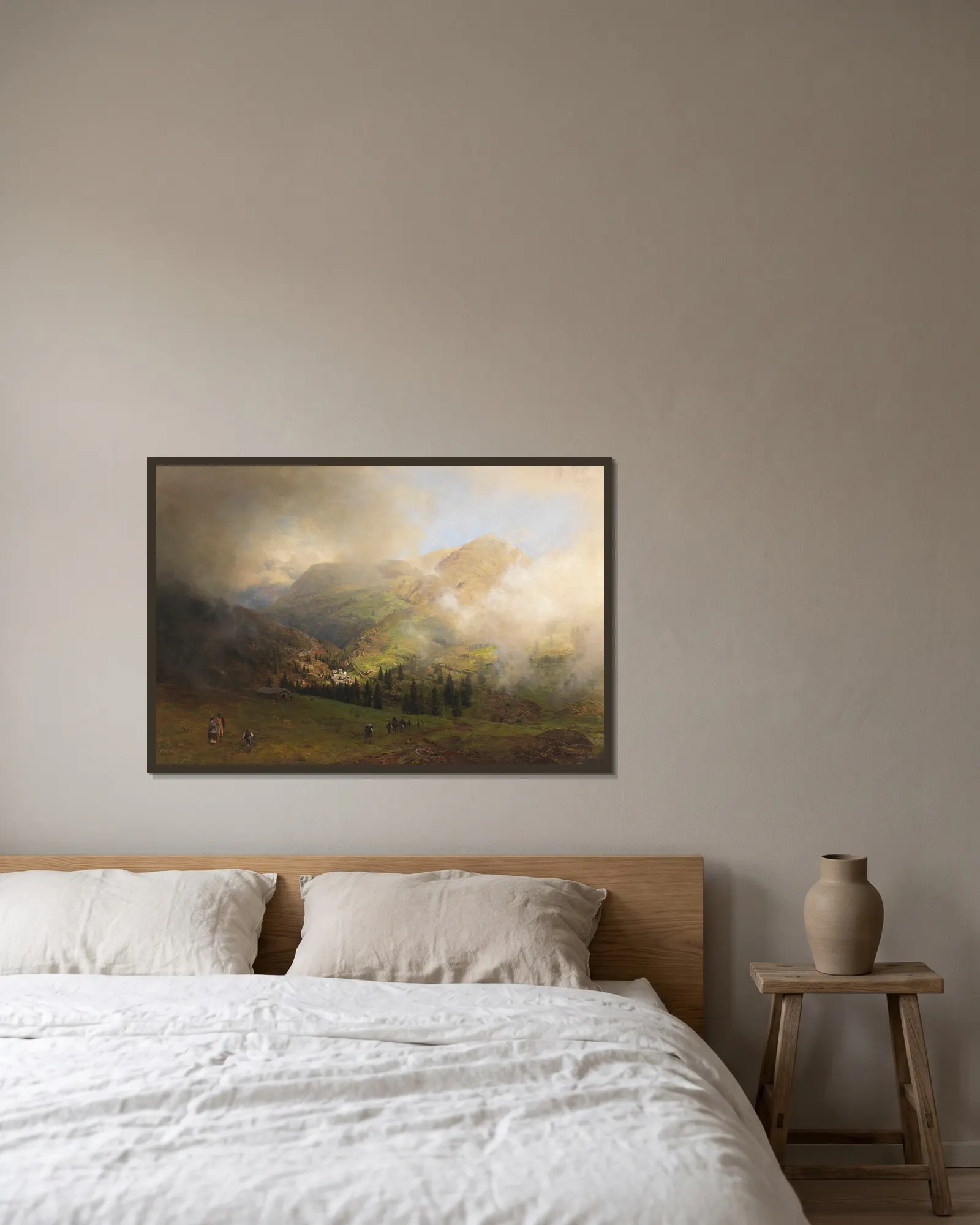 Blick auf die Rigi av Oswald Achenbach inramad på en vägg