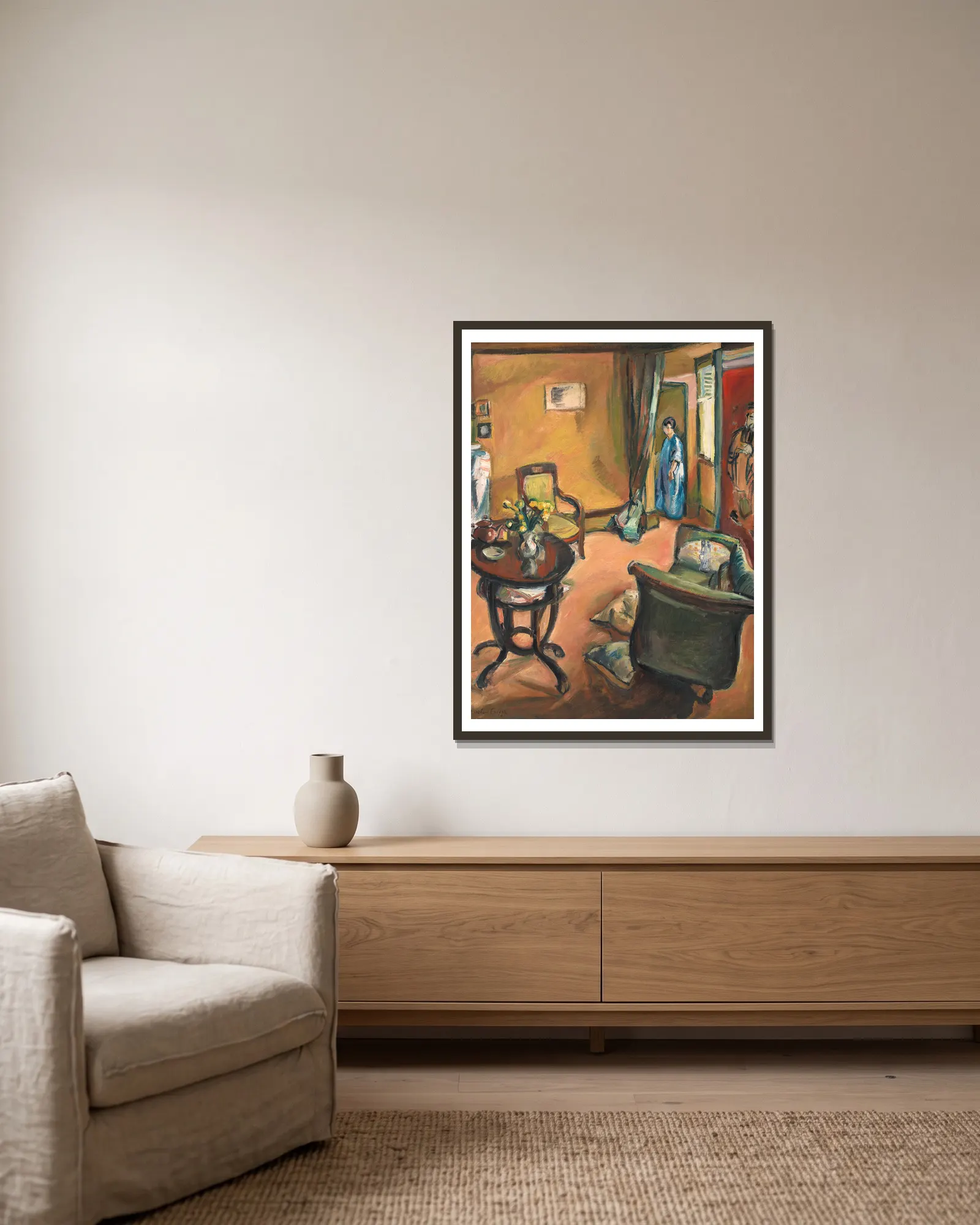 Interior av Emile Othon Friesz inramad på en vägg