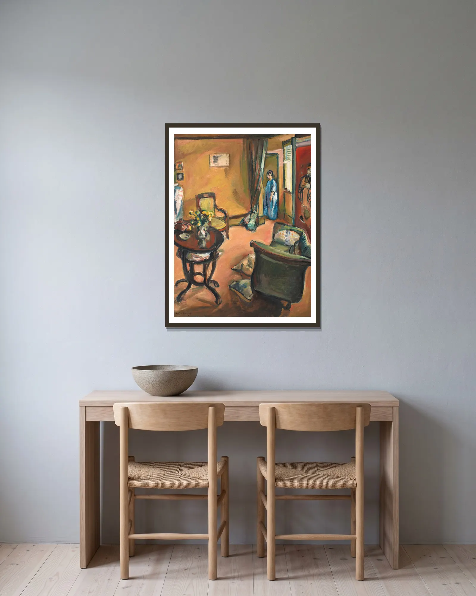 Interior av Emile Othon Friesz inramad på en vägg