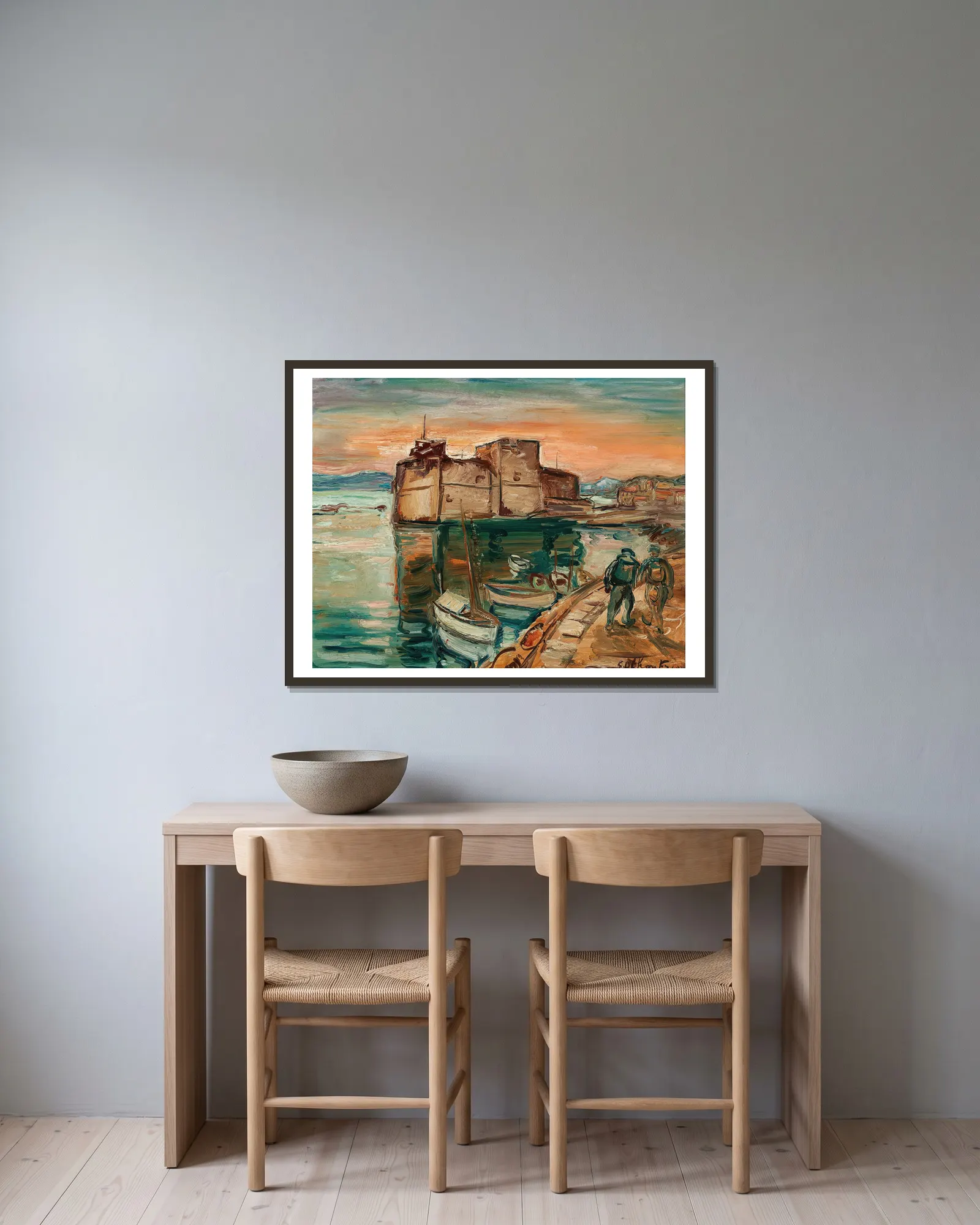 La Côte d’Azur av Emile Othon Friesz inramad på en vägg