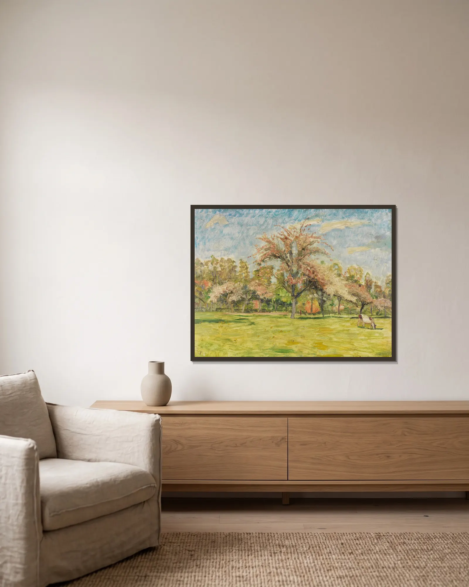 Frühling av Otto Modersohn inramad på en vägg