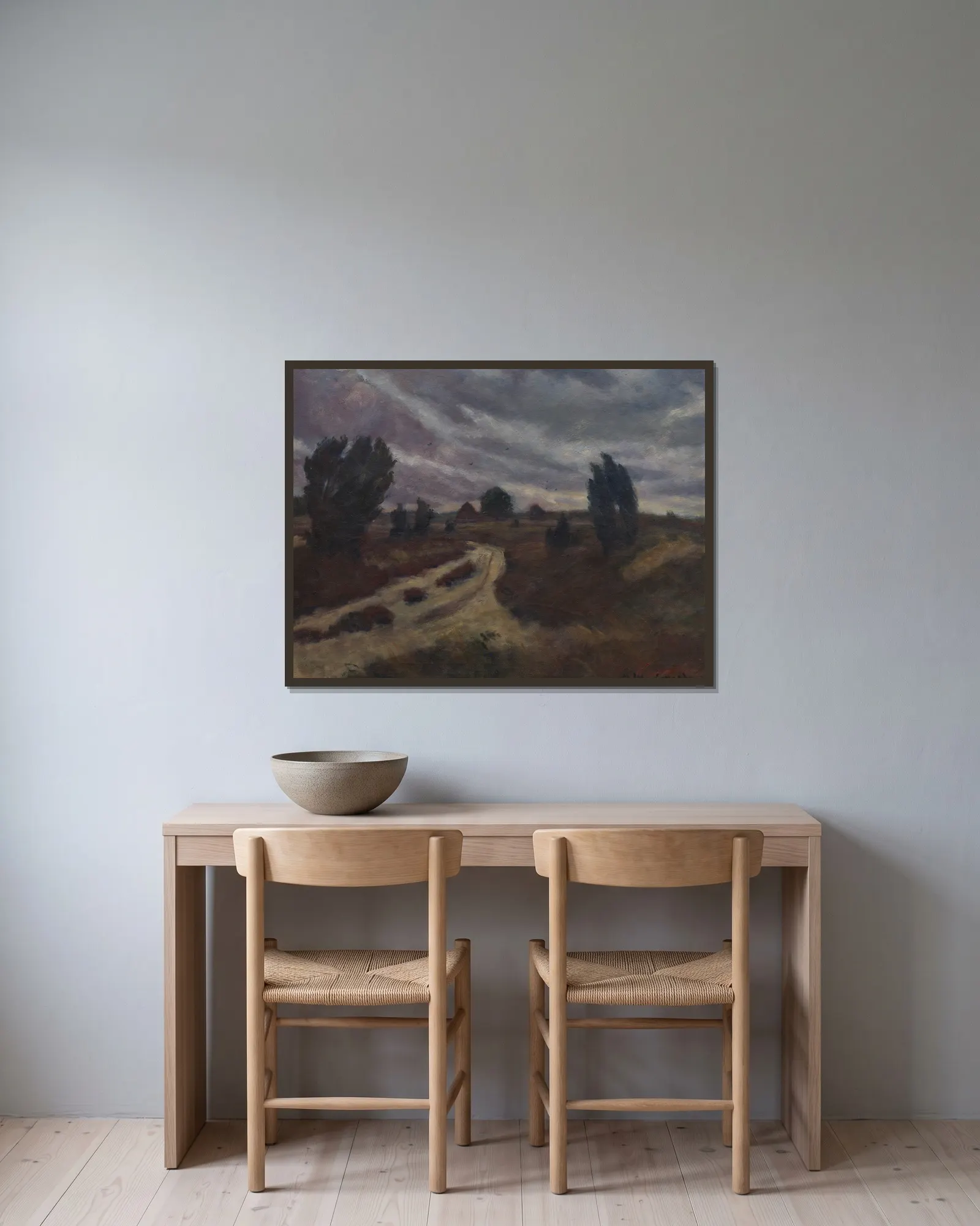 Lüneburger Heide av Otto Modersohn inramad på en vägg