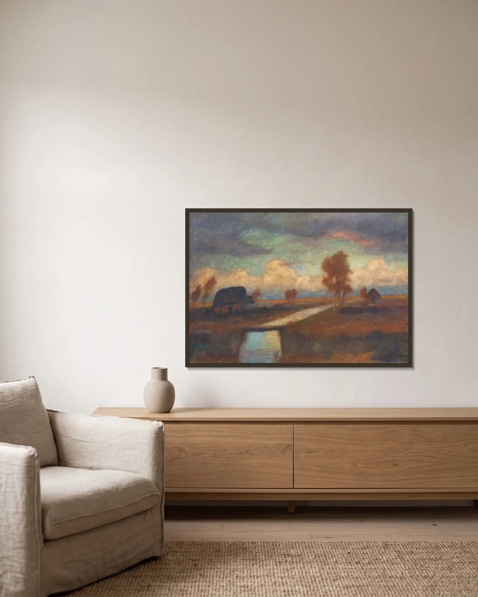 Moorlandschaft av Otto Modersohn inramad på en vägg