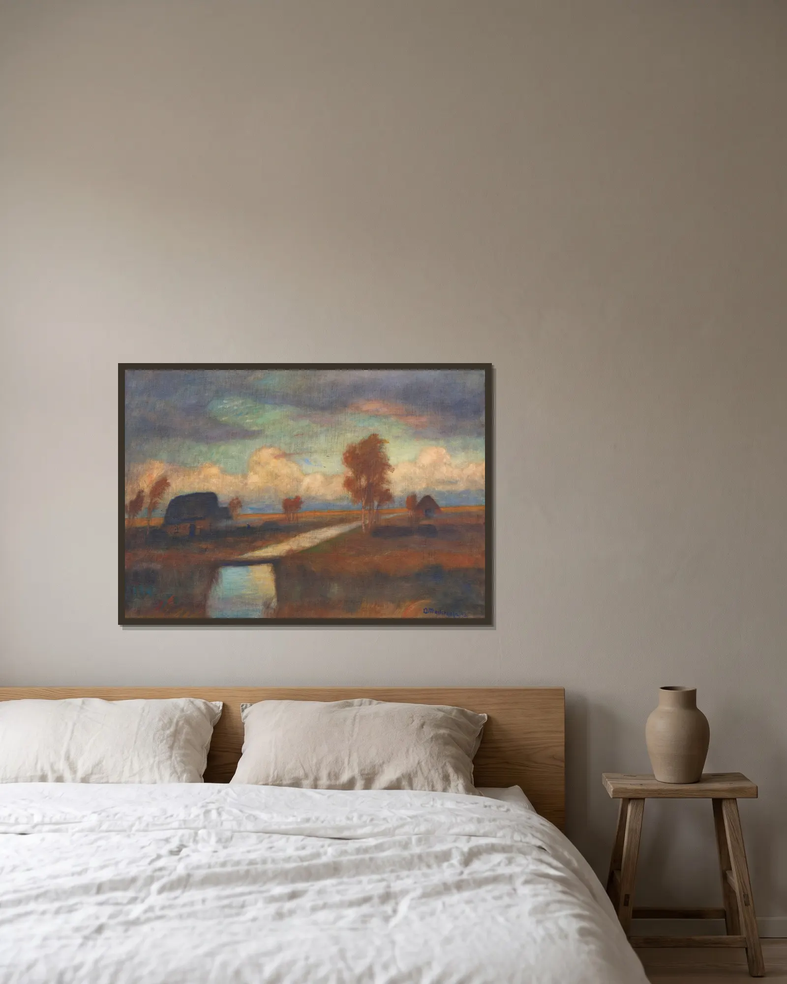 Moorlandschaft av Otto Modersohn inramad på en vägg
