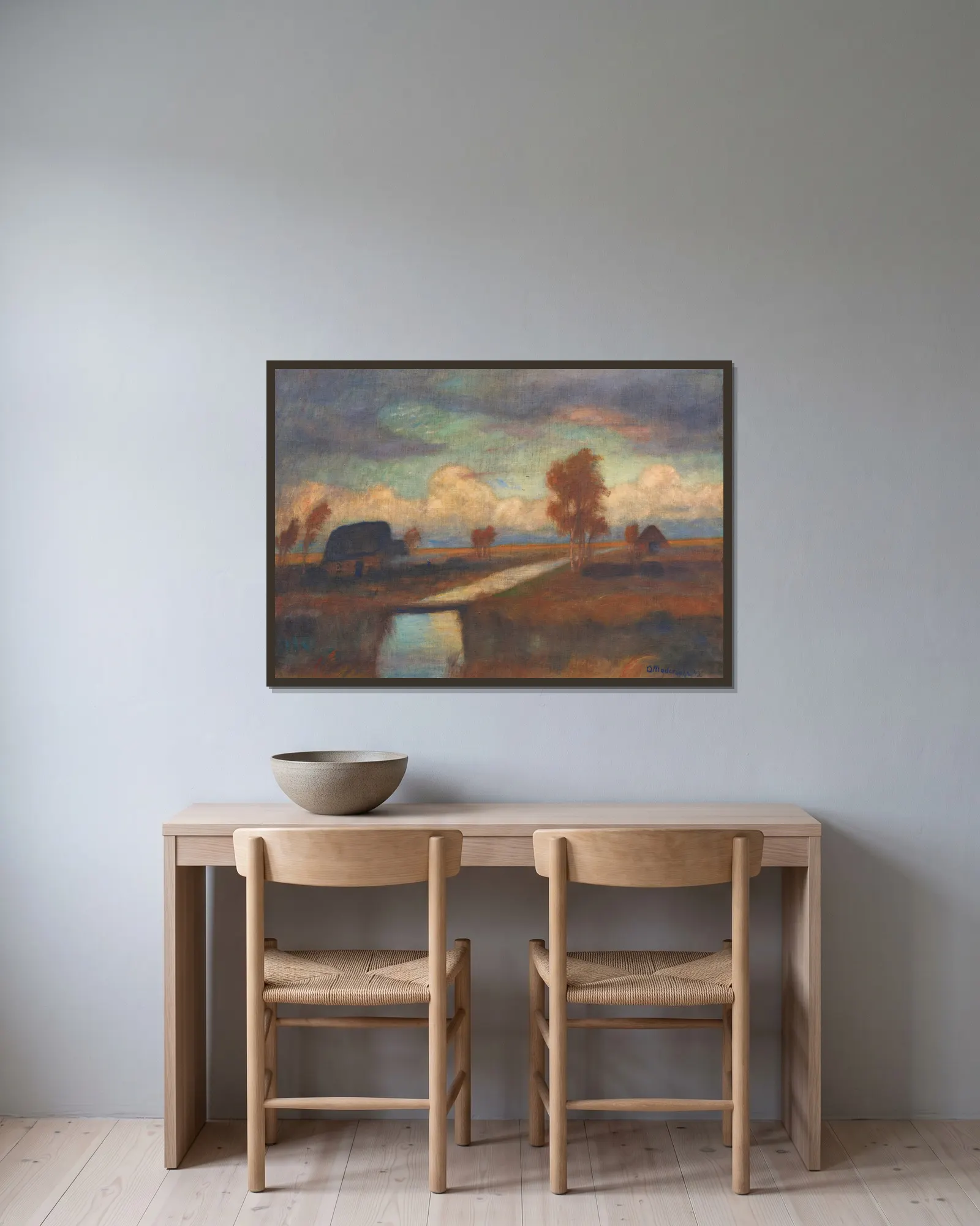 Moorlandschaft av Otto Modersohn inramad på en vägg