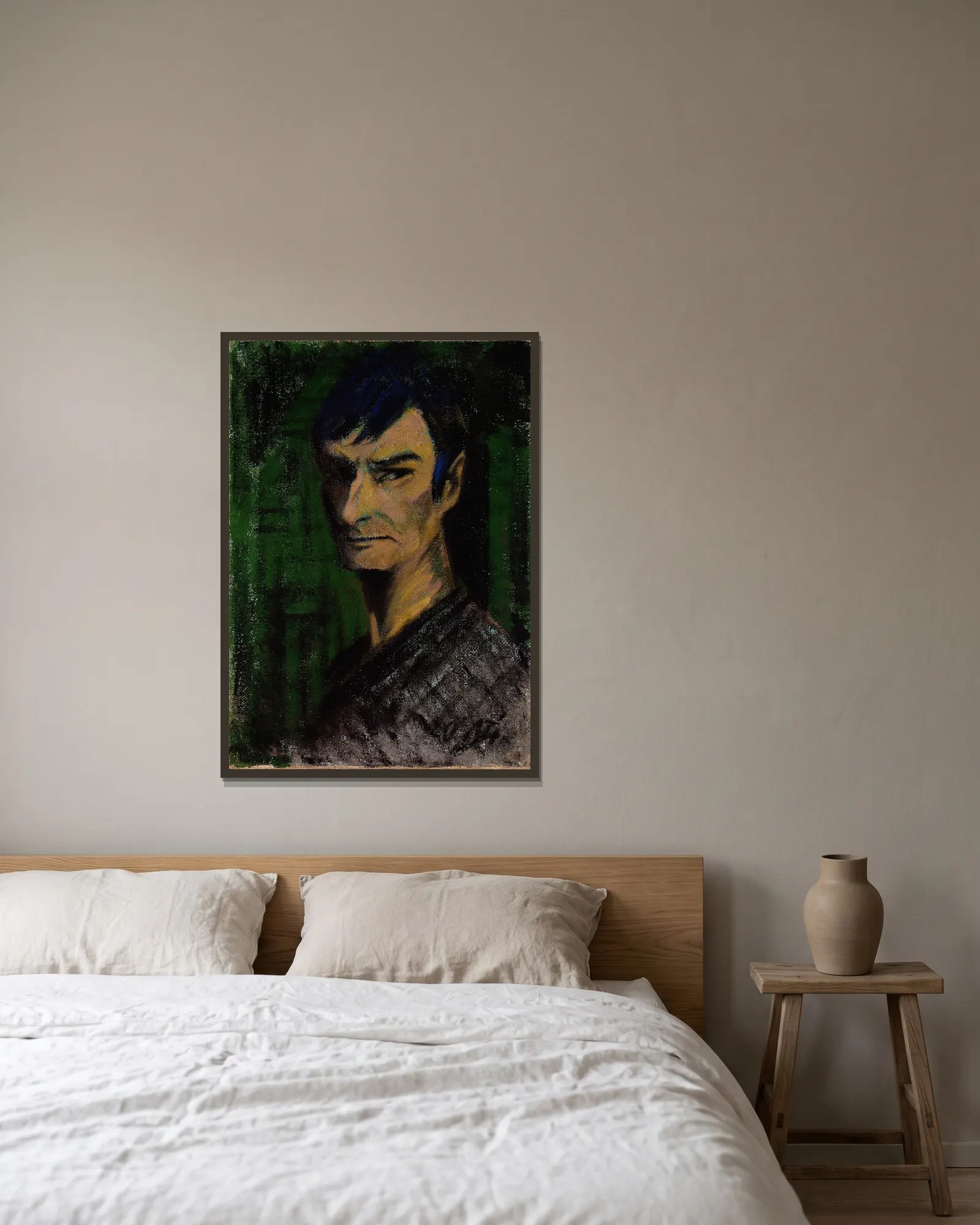 Self-Portrait av Otto Mueller inramad på en vägg