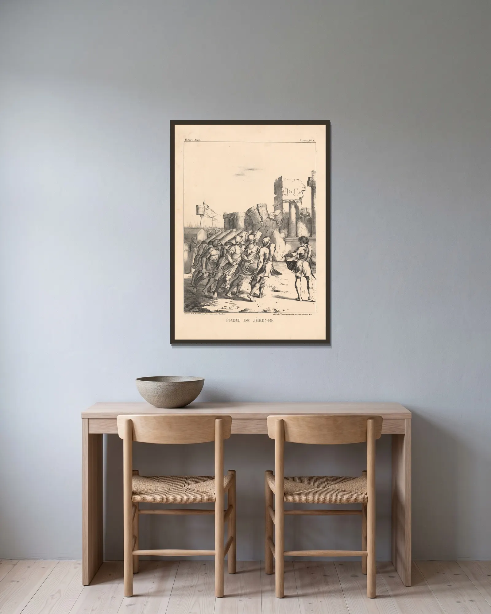 Prise de Jericho av P. Bineteau inramad på en vägg