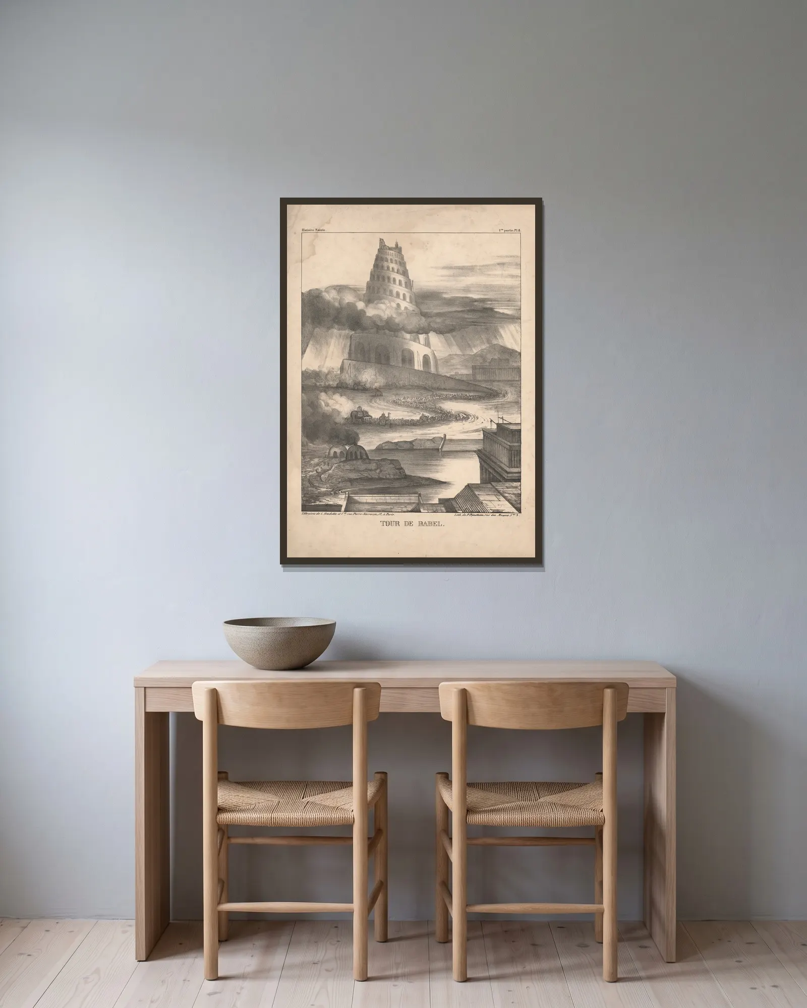 Tour de Babel av P. Bineteau inramad på en vägg