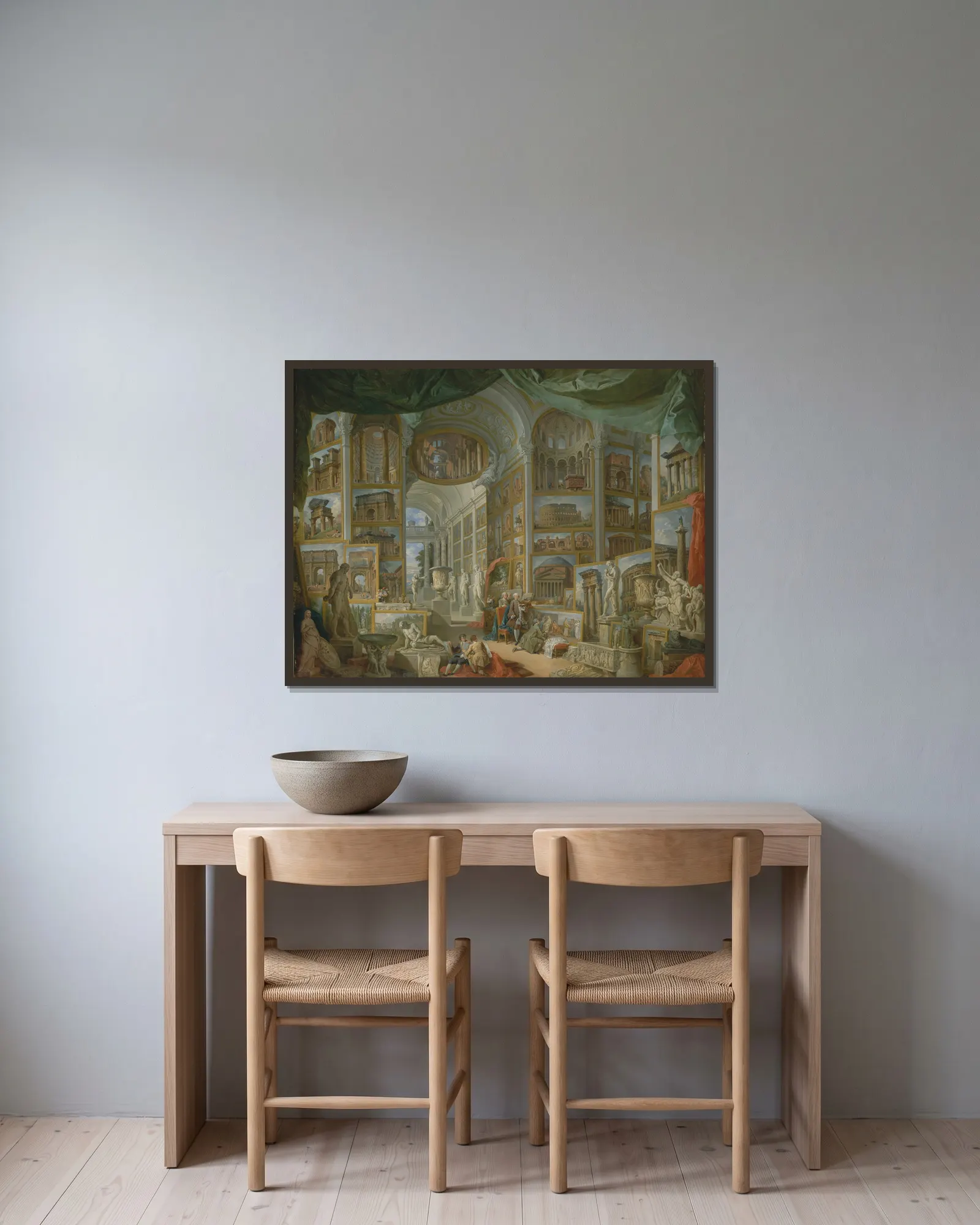 Ancient Rome av Giovanni Paolo Panini inramad på en vägg